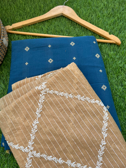 रोज़ाना  :Chanderi Chikankari Dupatta with mangalgiri cotton kurta bottom Fabric