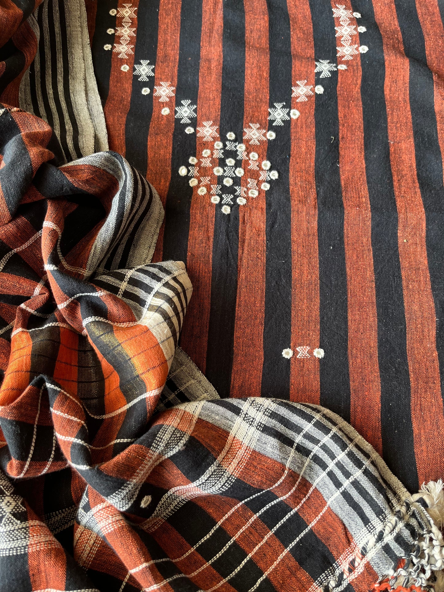 Handwoven organic kala Cotton kurta bottom dupatta