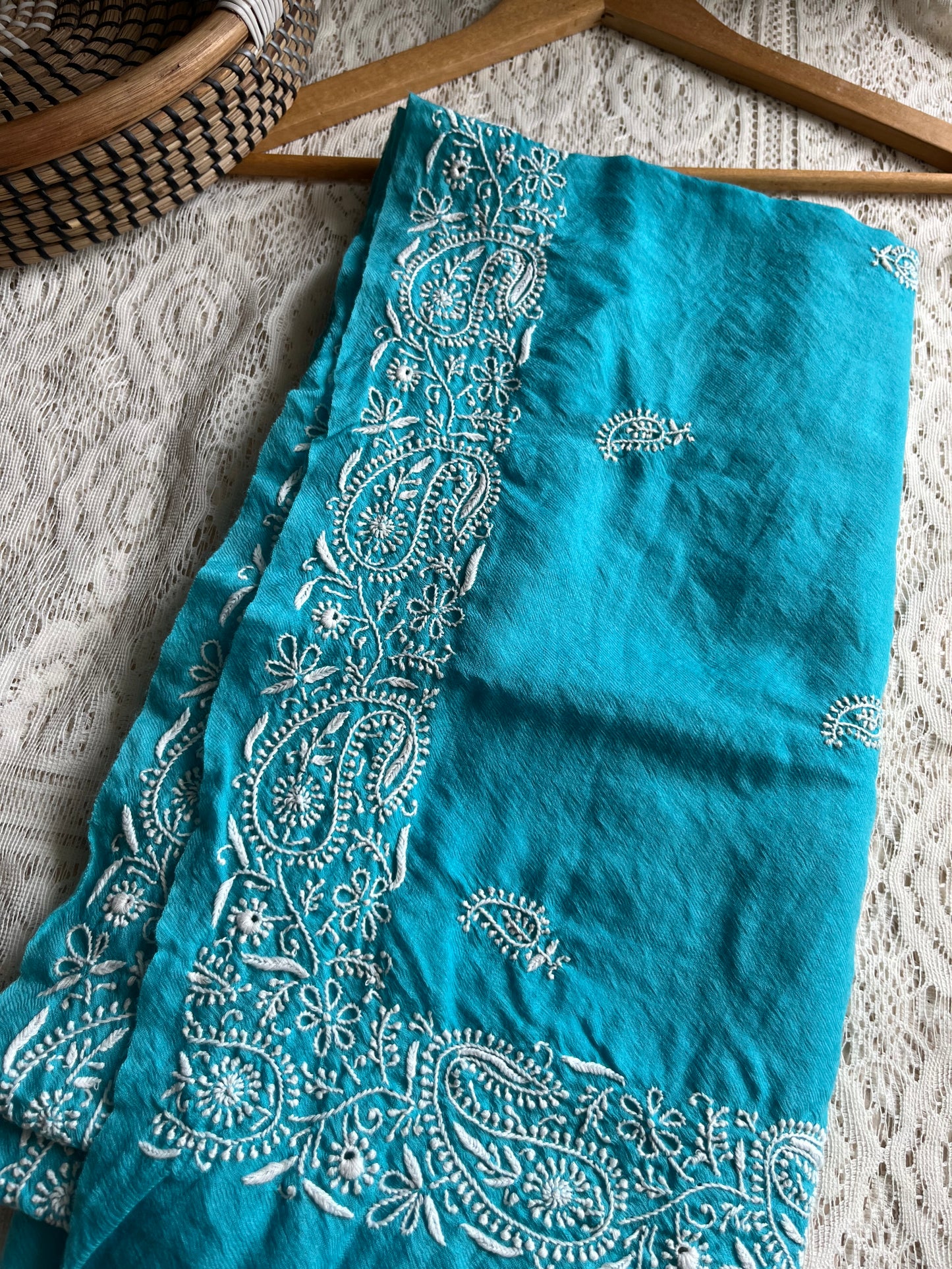 Pure wool chikankari shawl