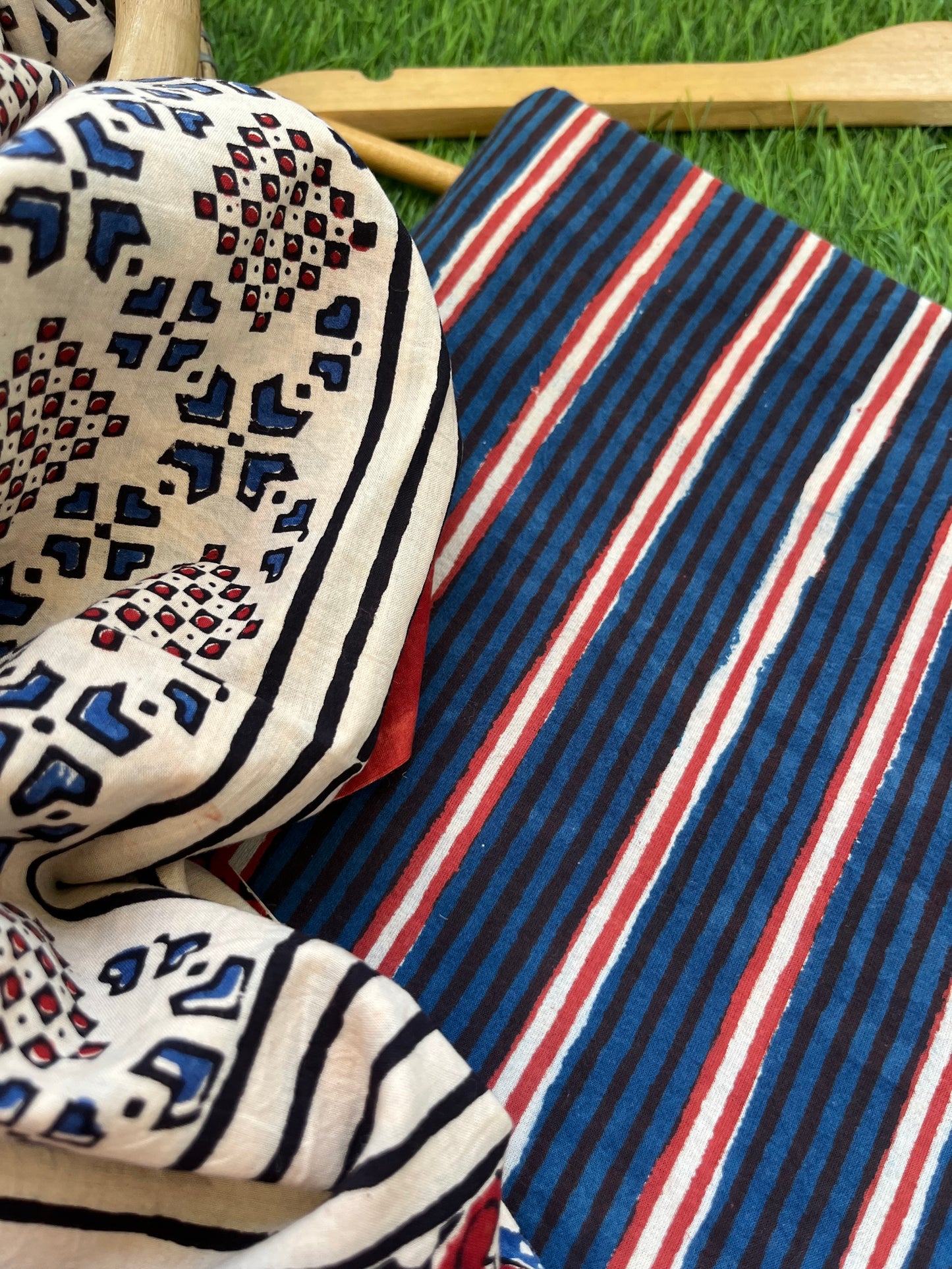 Cotton block print kurta bottom cotton ajrakh dupatta