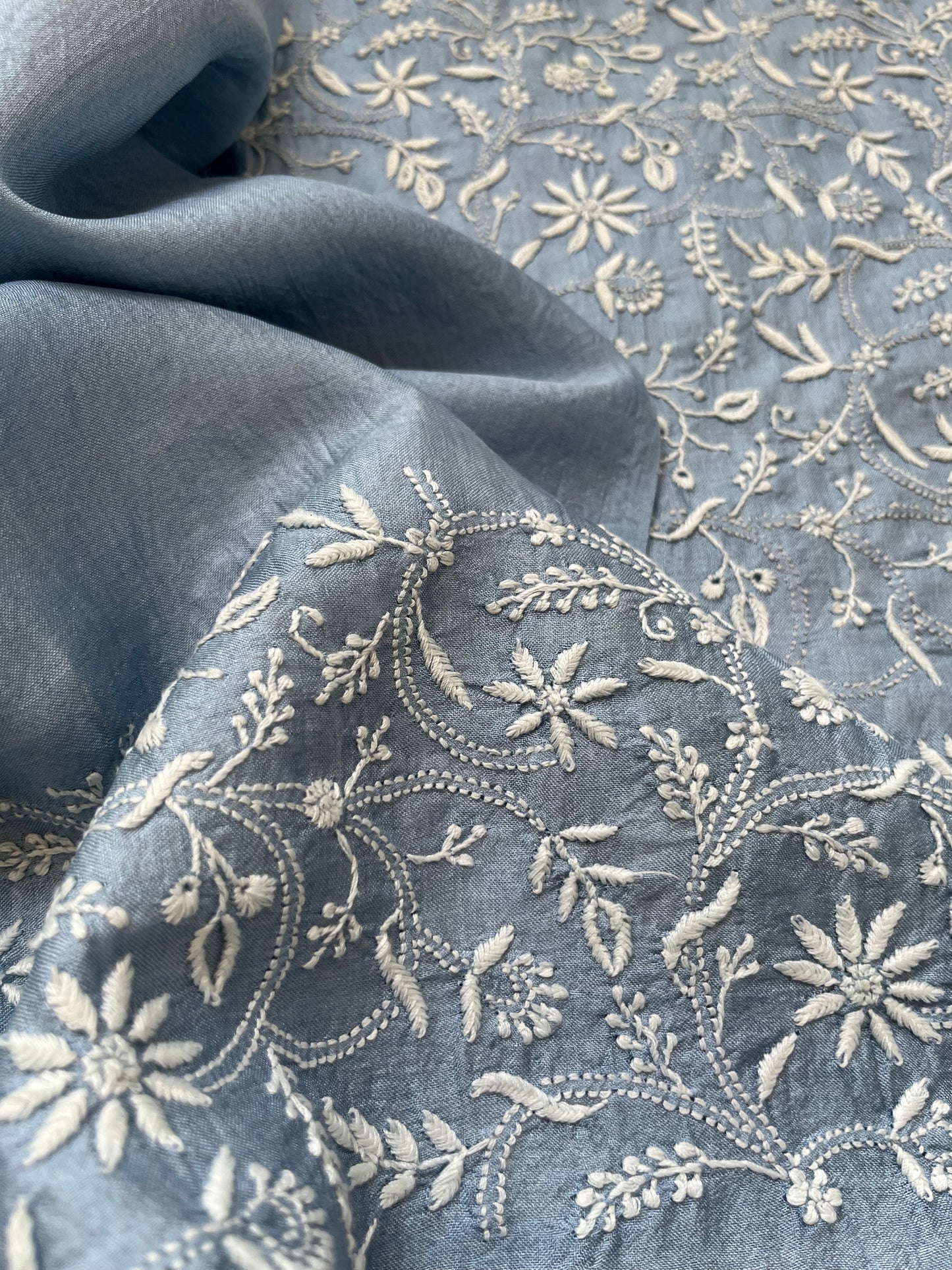 Tussar Silk Chikankari kurta Dupatta