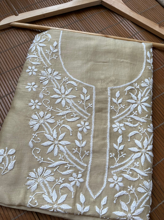 Chanderi chikankari kurta