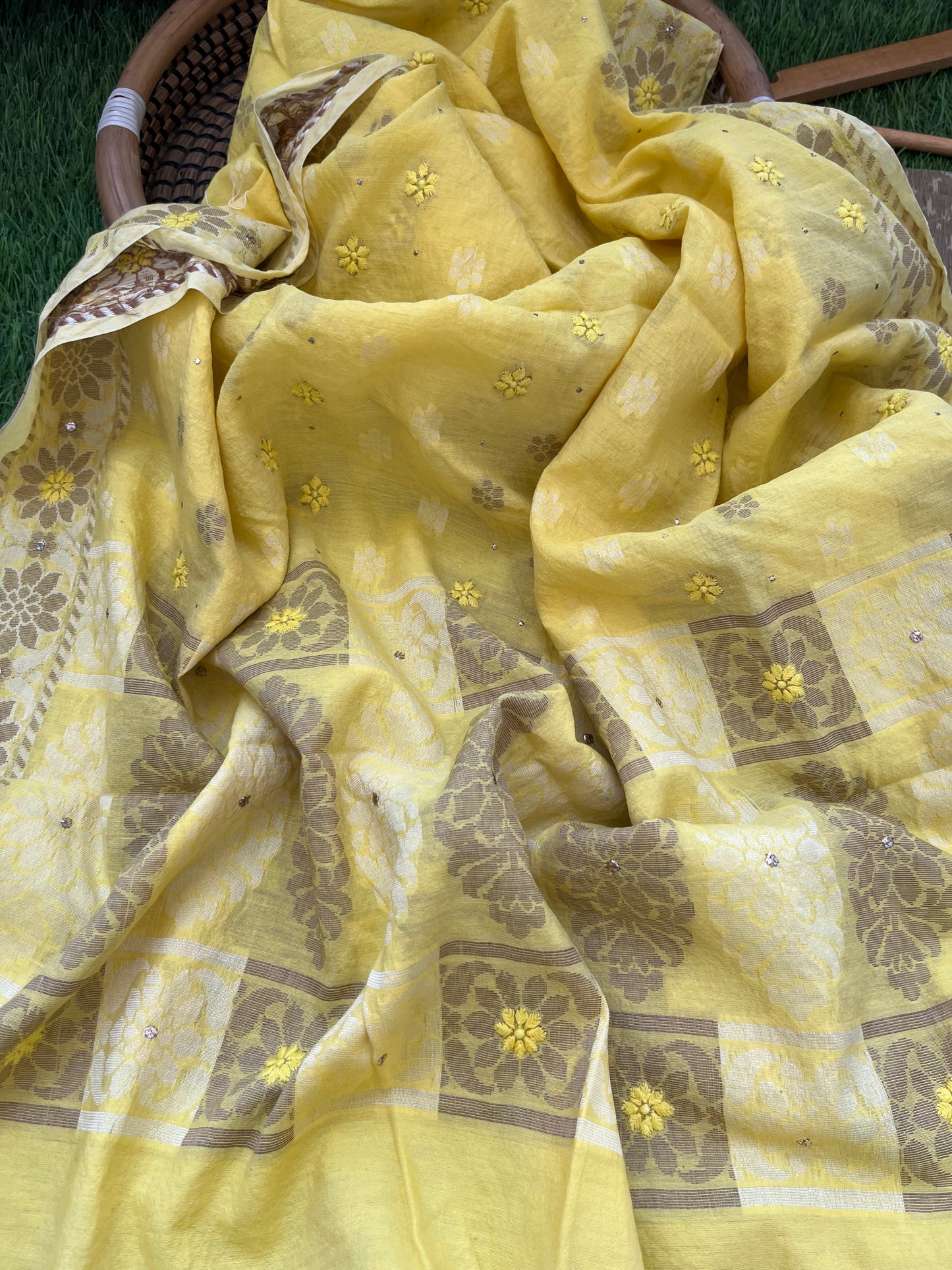 Cotton mercerised ikkat kurta chikankari dupatta