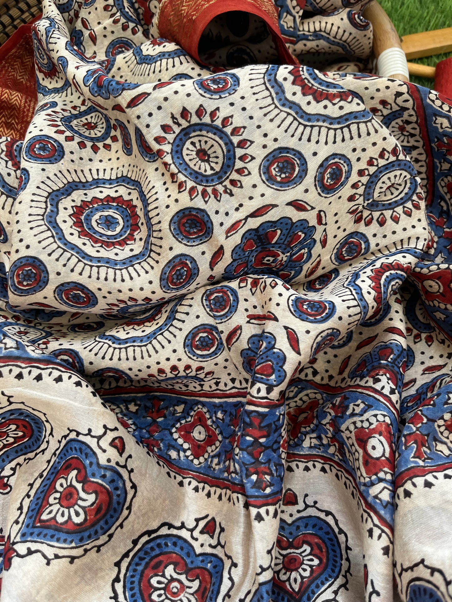 Cotton slub ajrakh kurta chanderi ajrakh dupatta