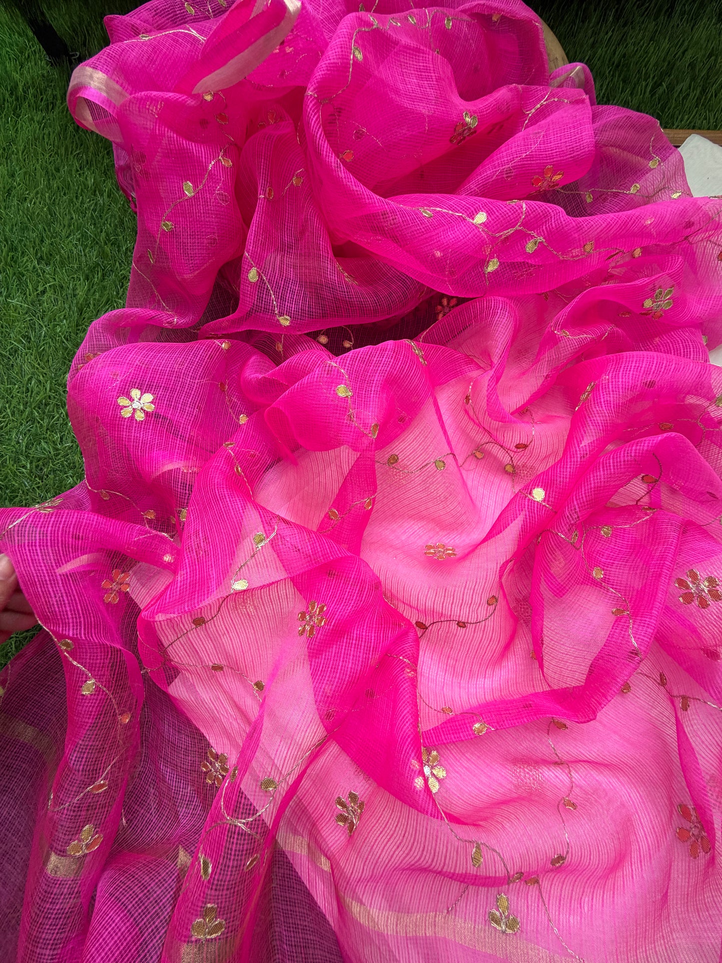 त्योहार :kota silk gota patti Dupatta with plain chanderi banarasi booti kurta bottom Fabric