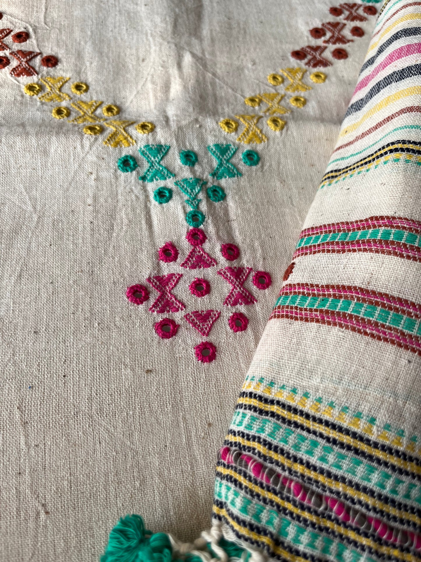 Handwoven organic kala Cotton kurta bottom dupatta