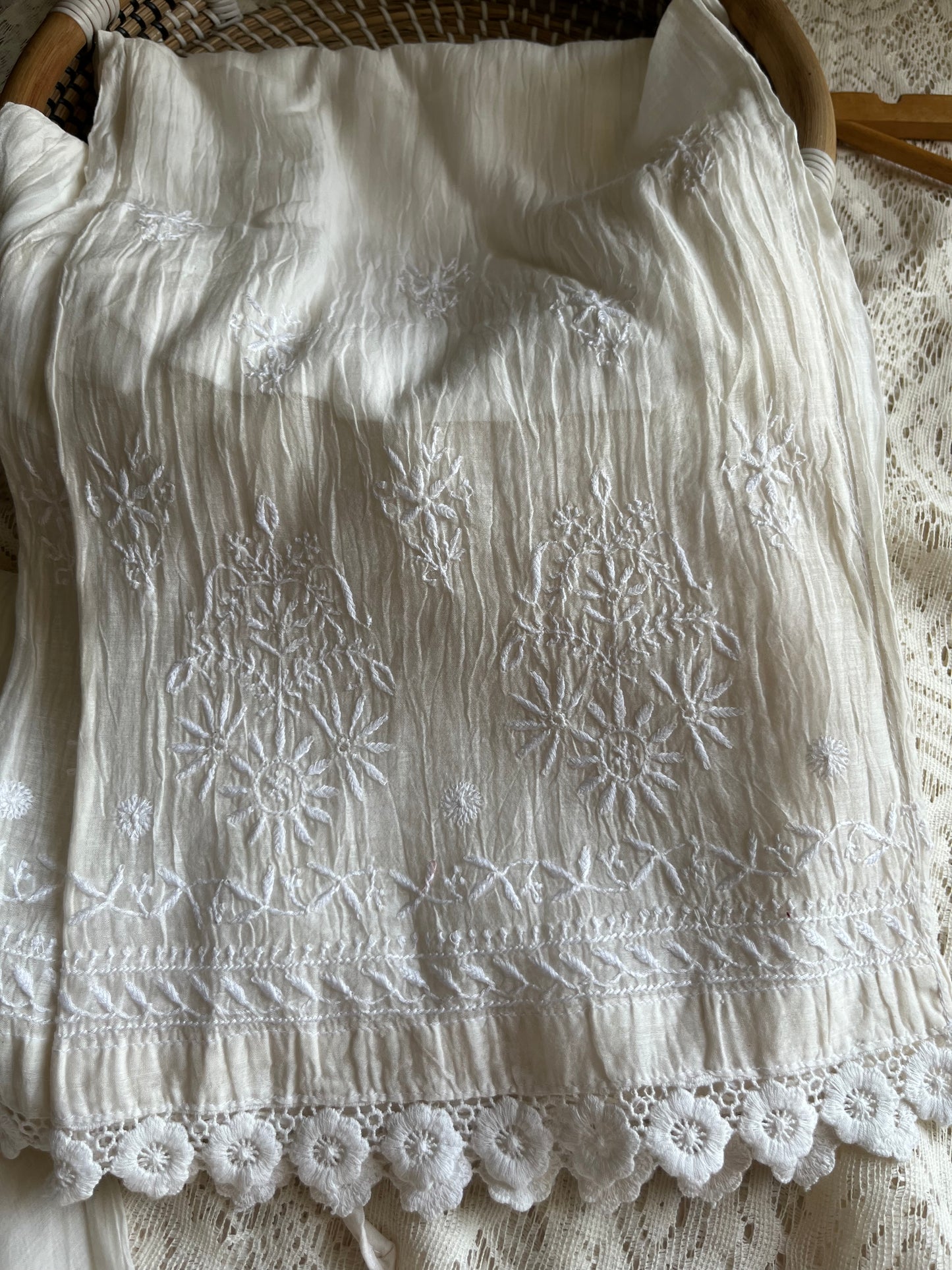 Chanderi chikan shirt and a-bottom