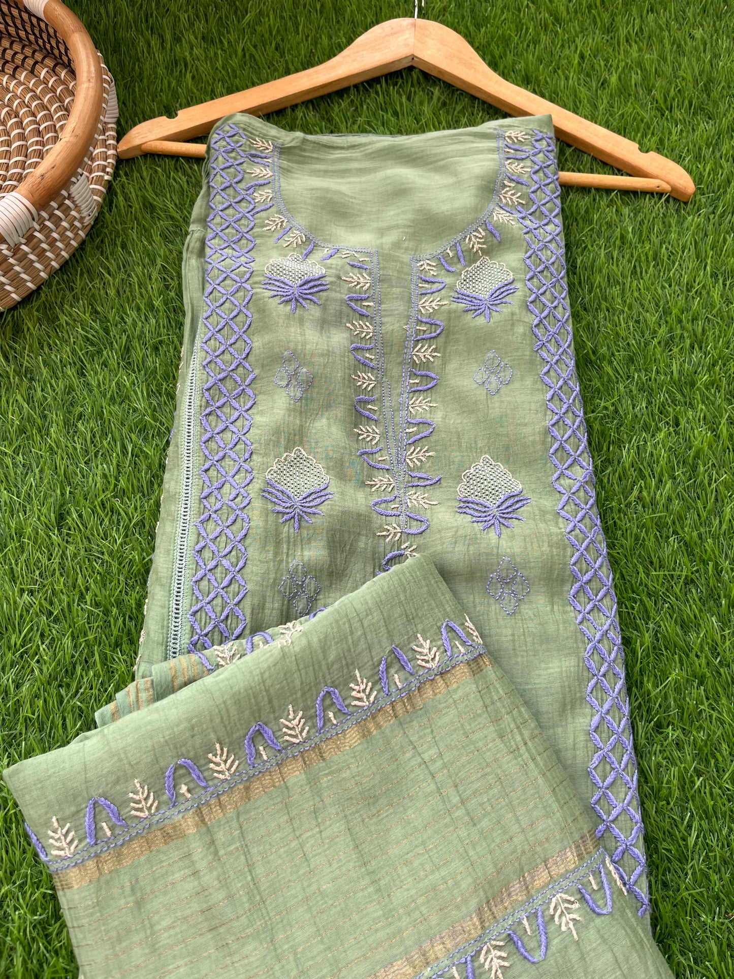 Chanderi Chikankari Kurta Dupatta