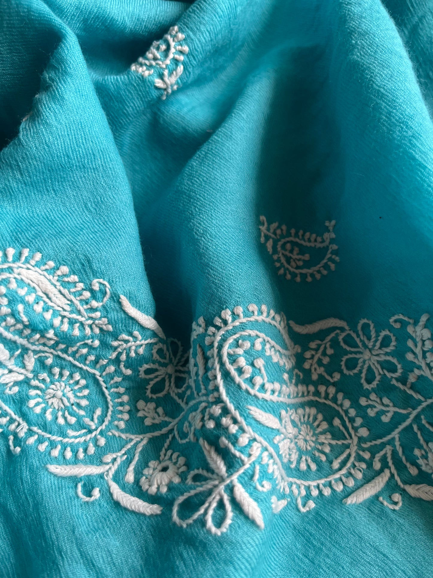 Pure wool chikankari shawl