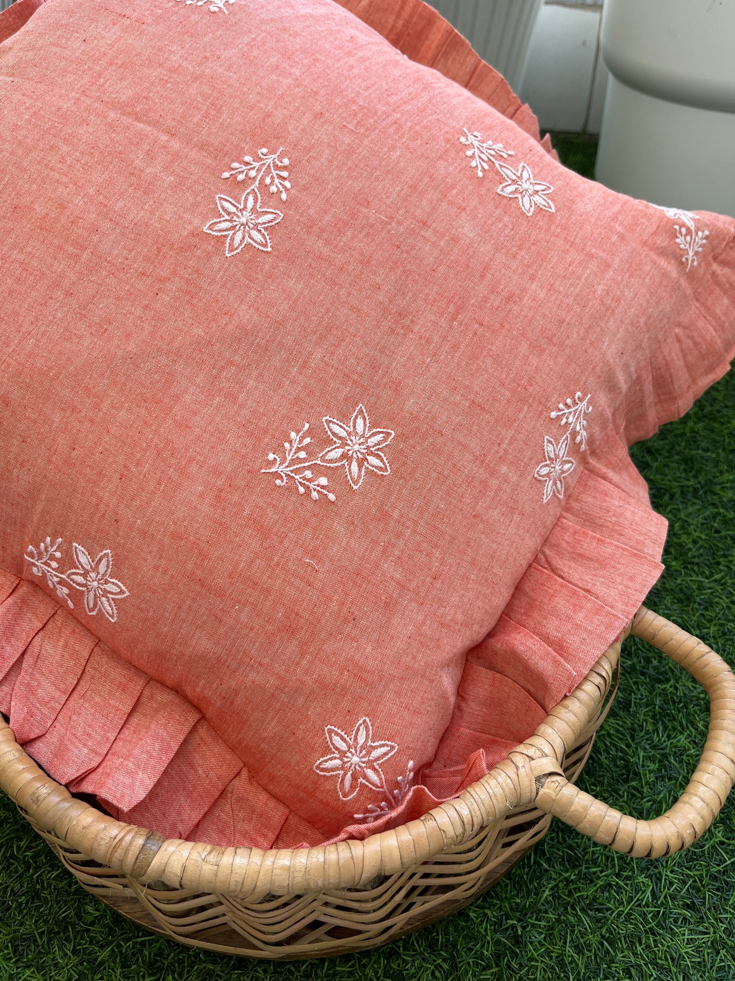 Chikankari cushion cover