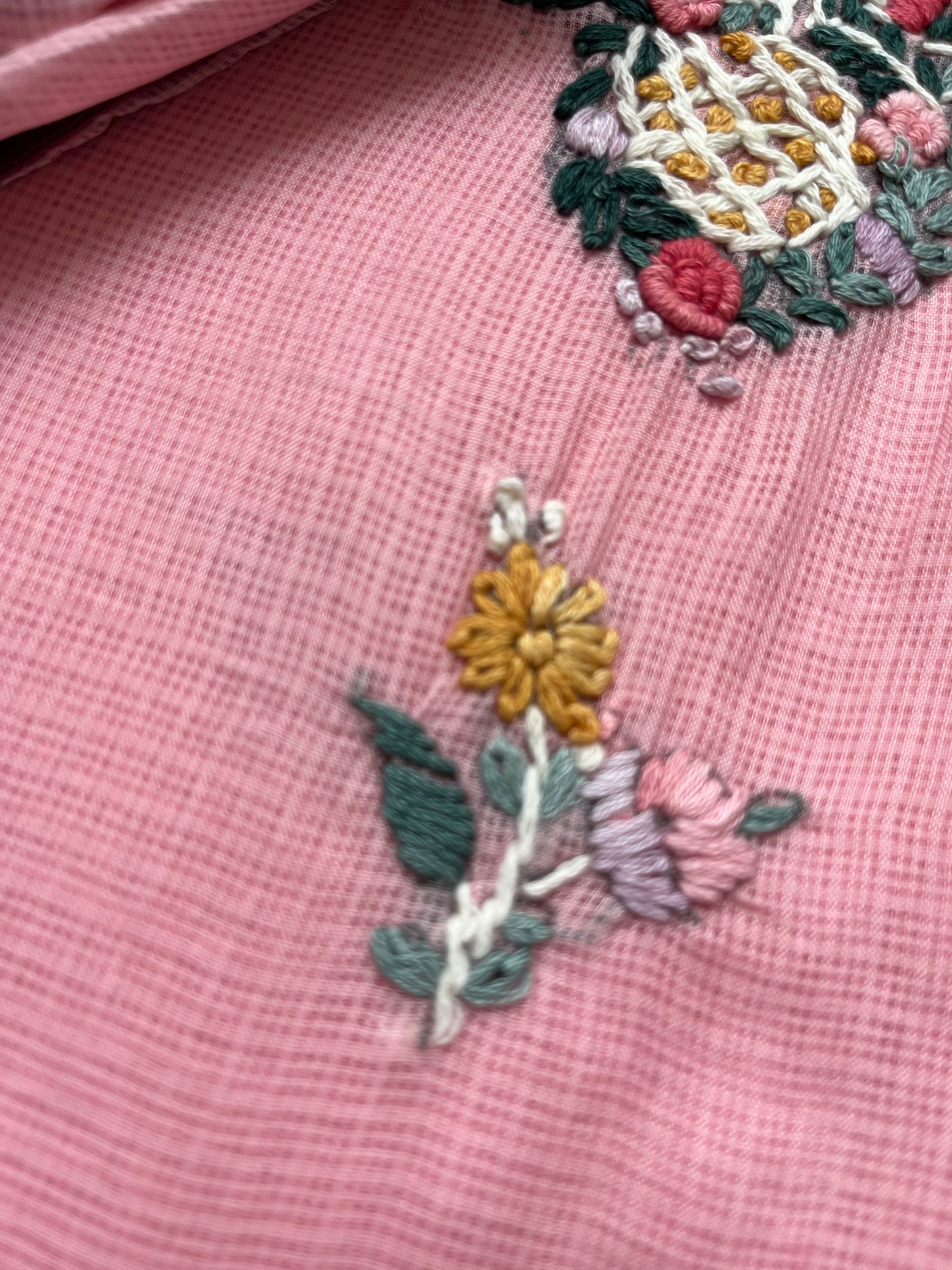 Kota hand embroidered kurta dupatta and plain bottom fabric