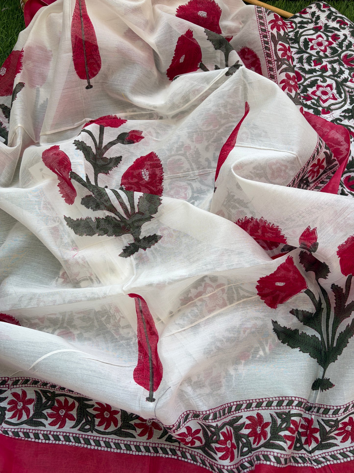 Block print kurta fabric chanderi dupatta