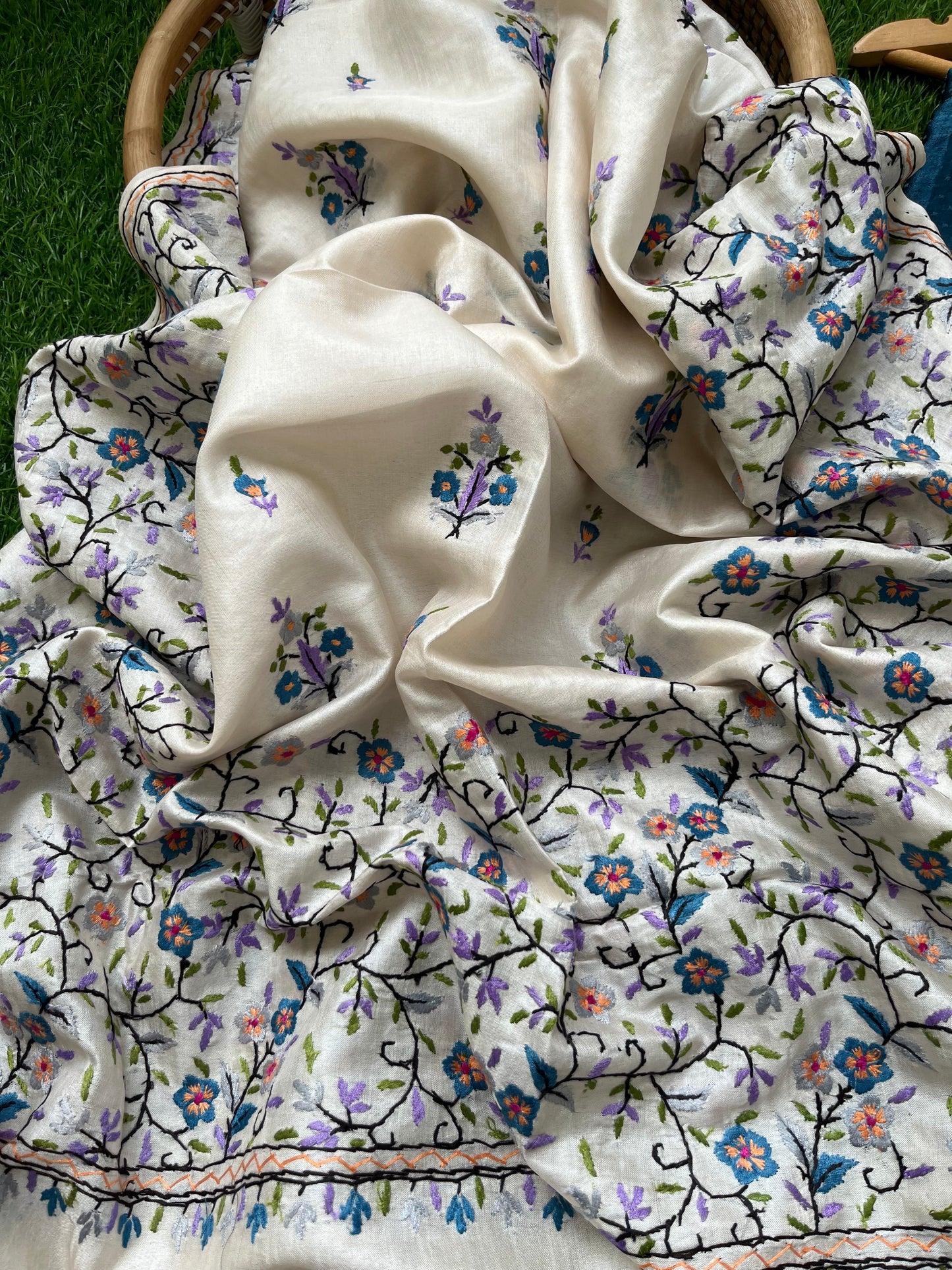 Silk needle work Dupatta mashru kurta Bottom fabric