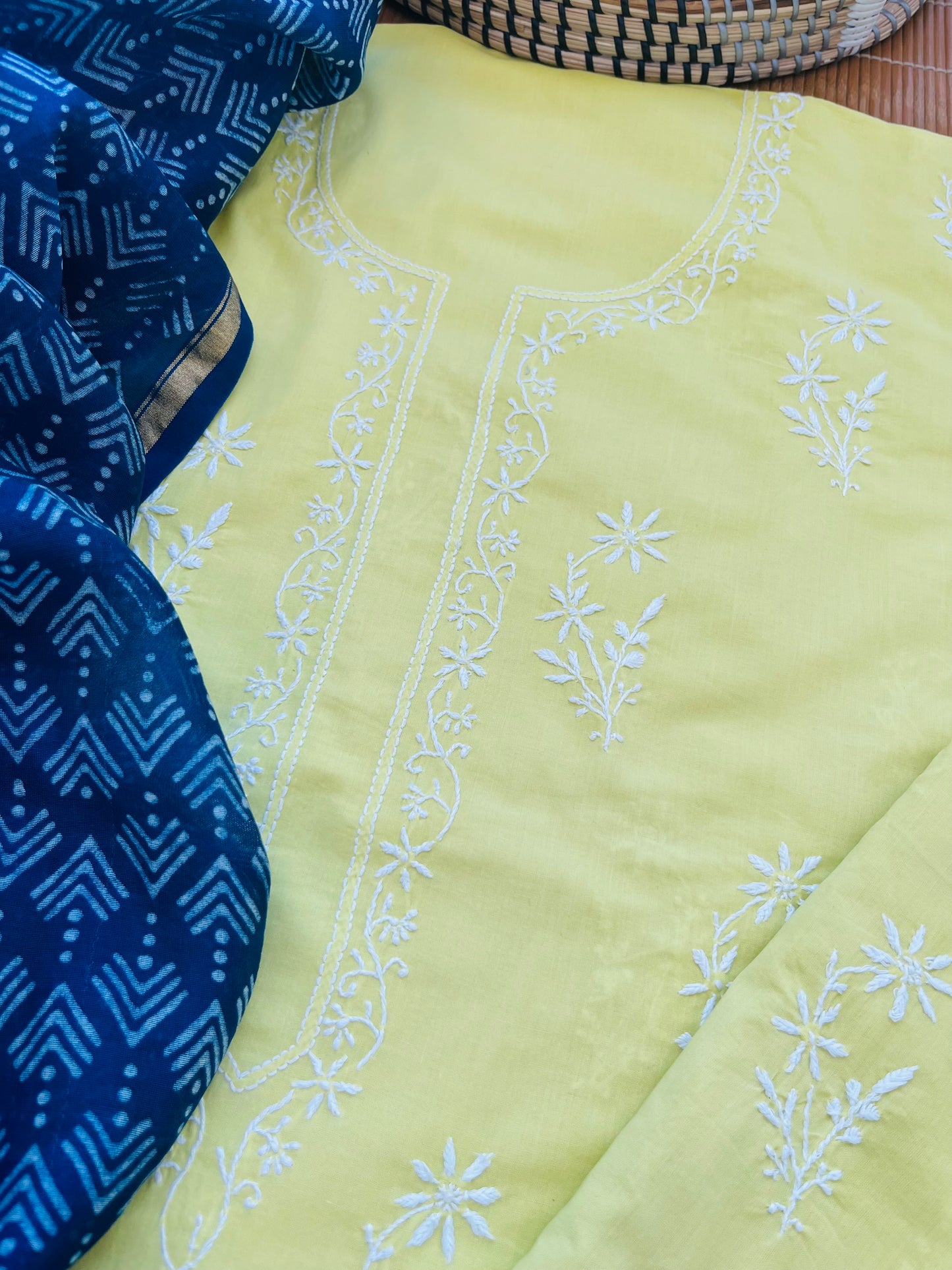 Cotton chikan kurta bottom