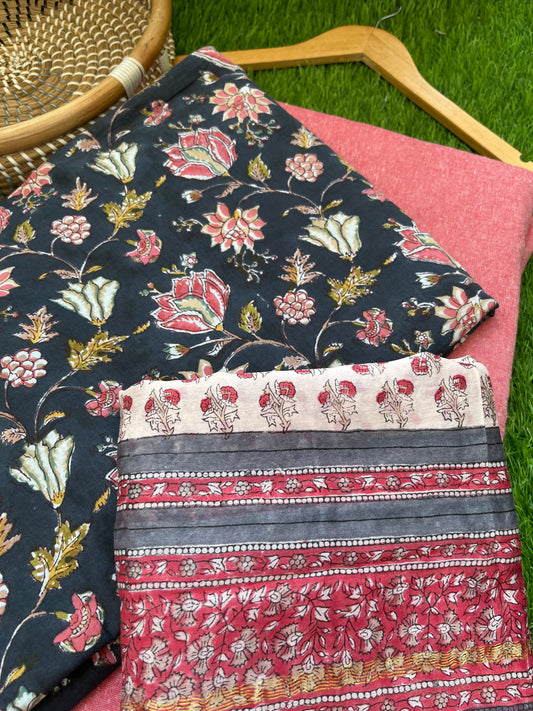 Cotton kurta bottom chanderi dupatta