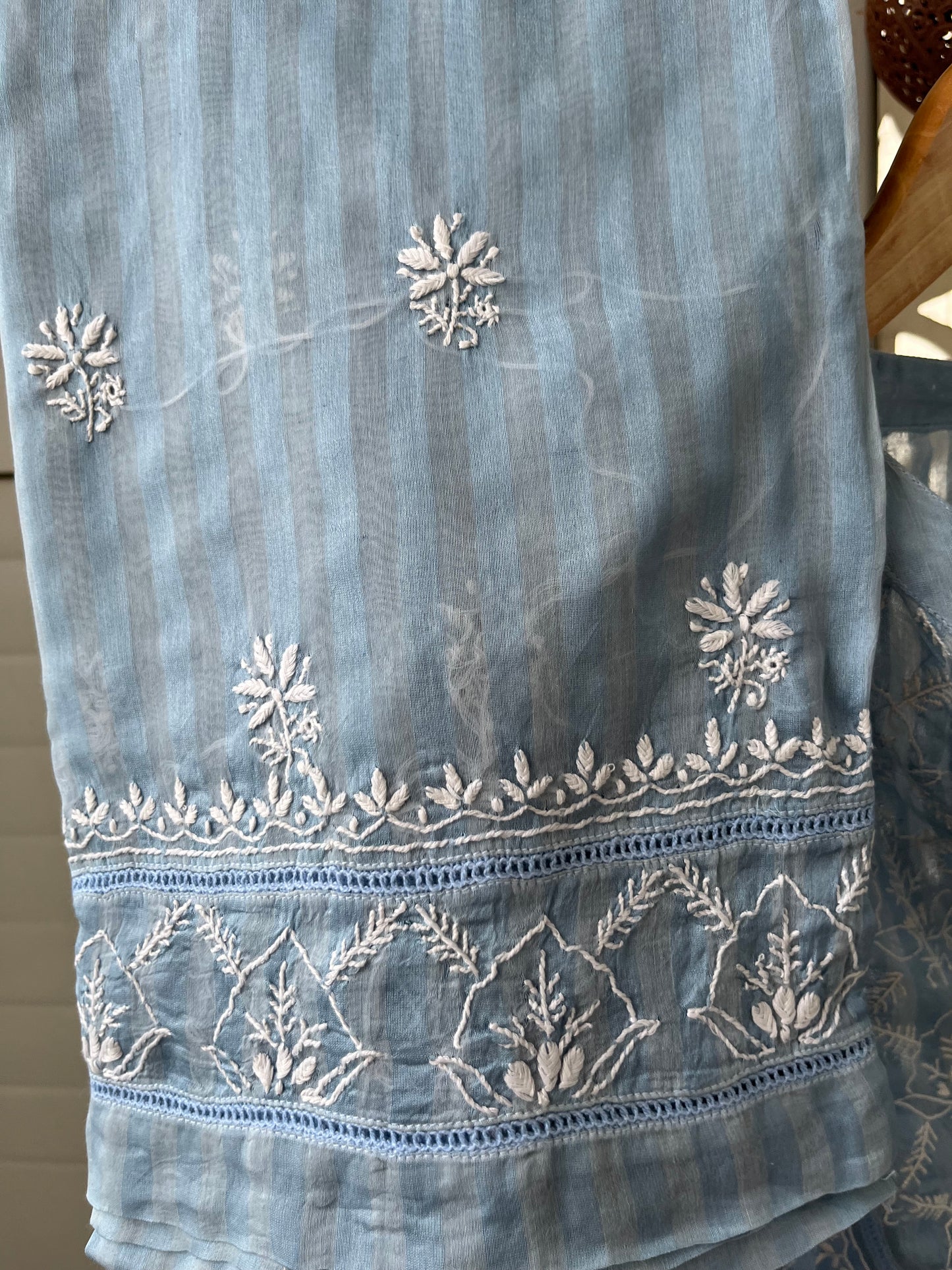 Chanderi chikan shirt and a-bottom-coord set