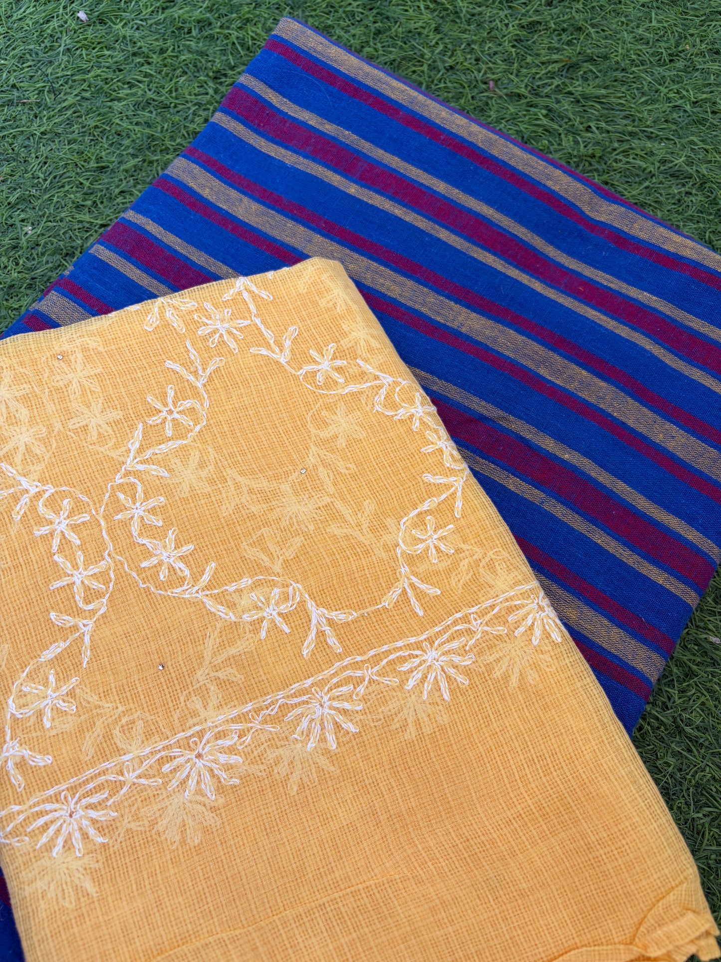 Kala cotton striped kurta bottom chikankari dupatta