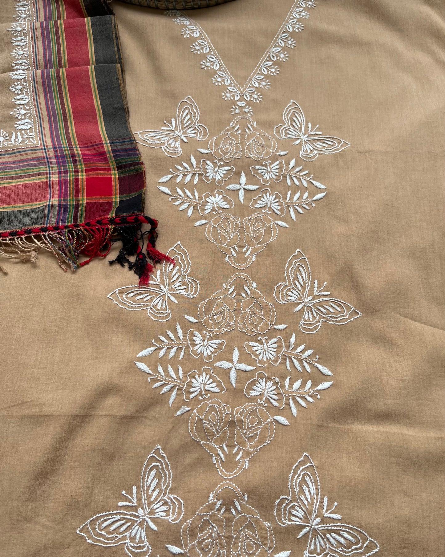 Kala cotton chikan Kurta dupatta