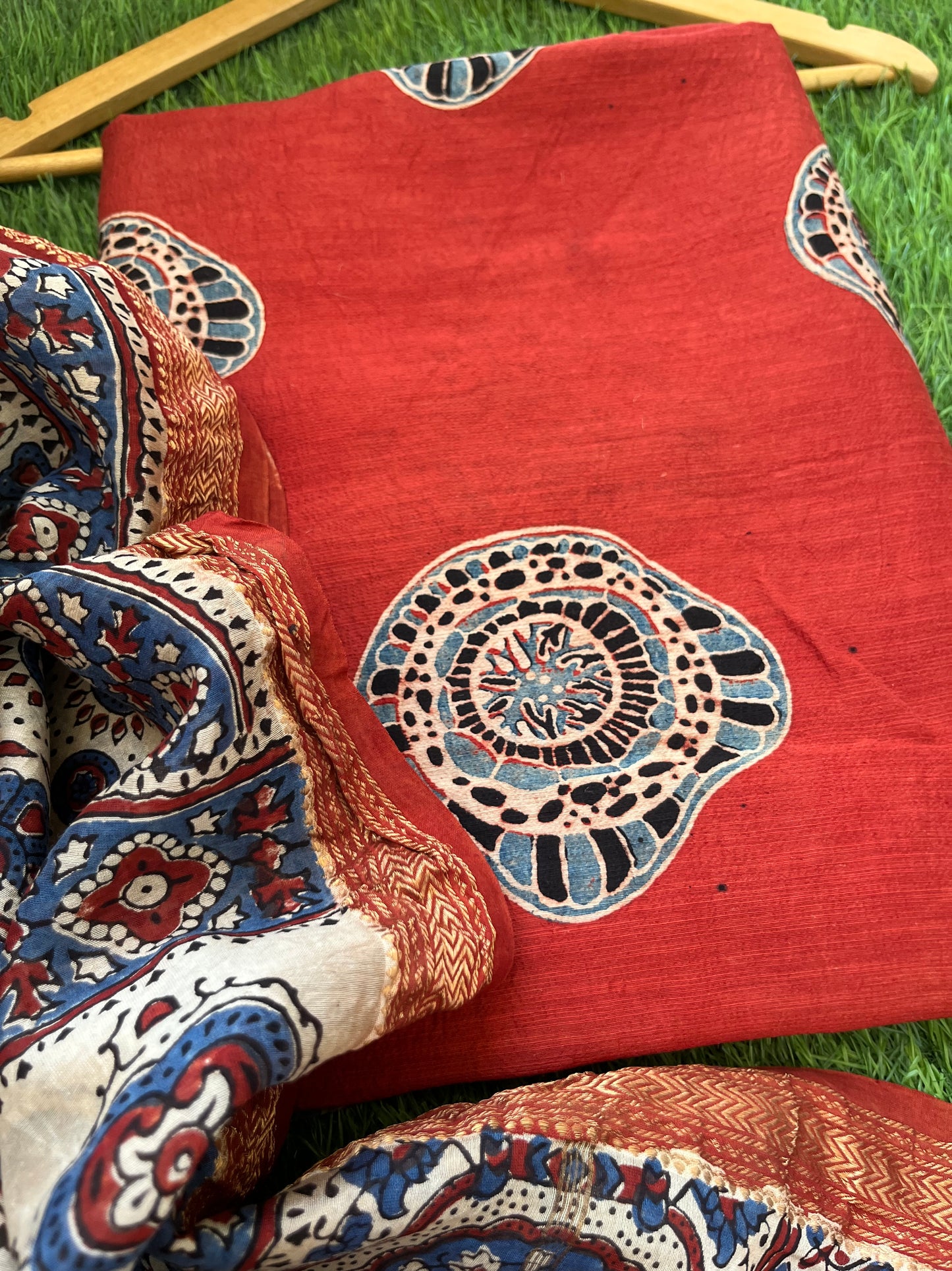 Cotton slub ajrakh kurta chanderi ajrakh dupatta