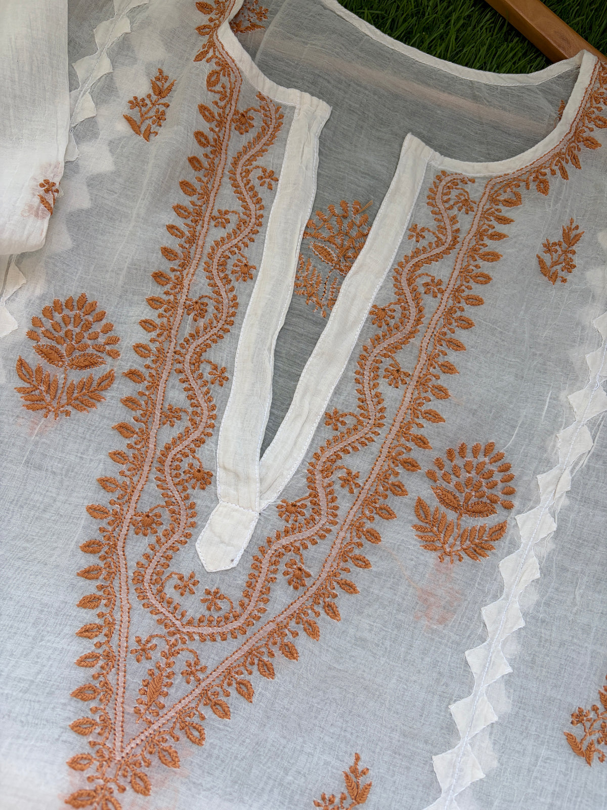 Chikankari daraz chanderi Kurta
