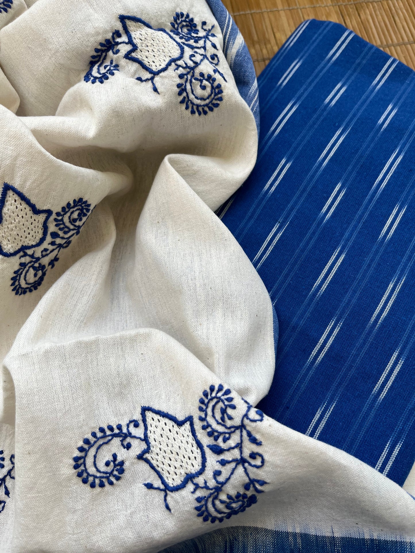 Cotton ikkat kurta chikankari Dupatta