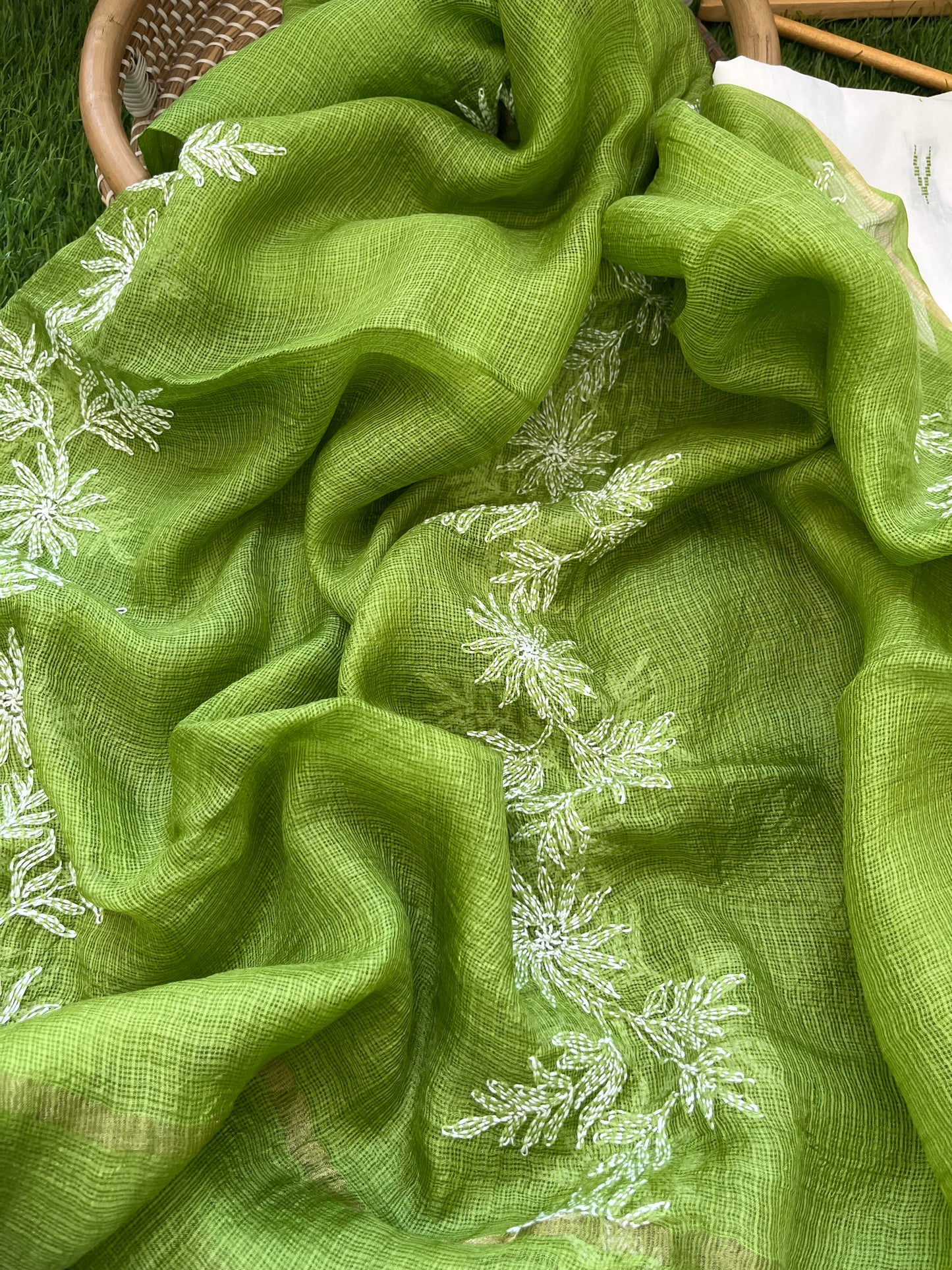 Kota silk chikankari Dupatta Mangalgiri cotton kurta bottom fabric