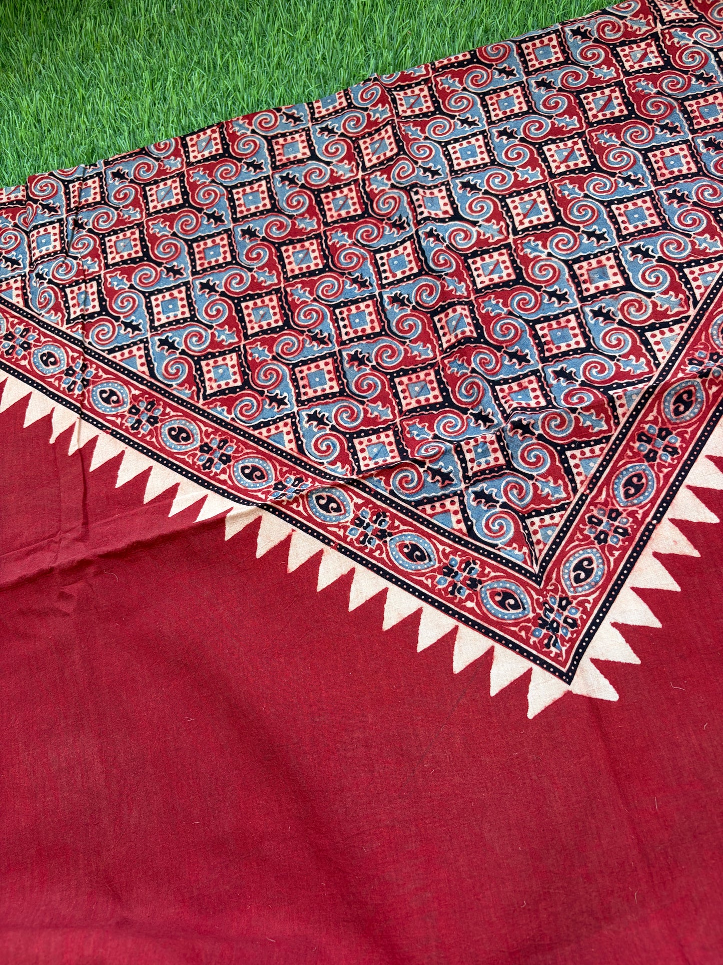 Cotton Ajrakh patterned fabric