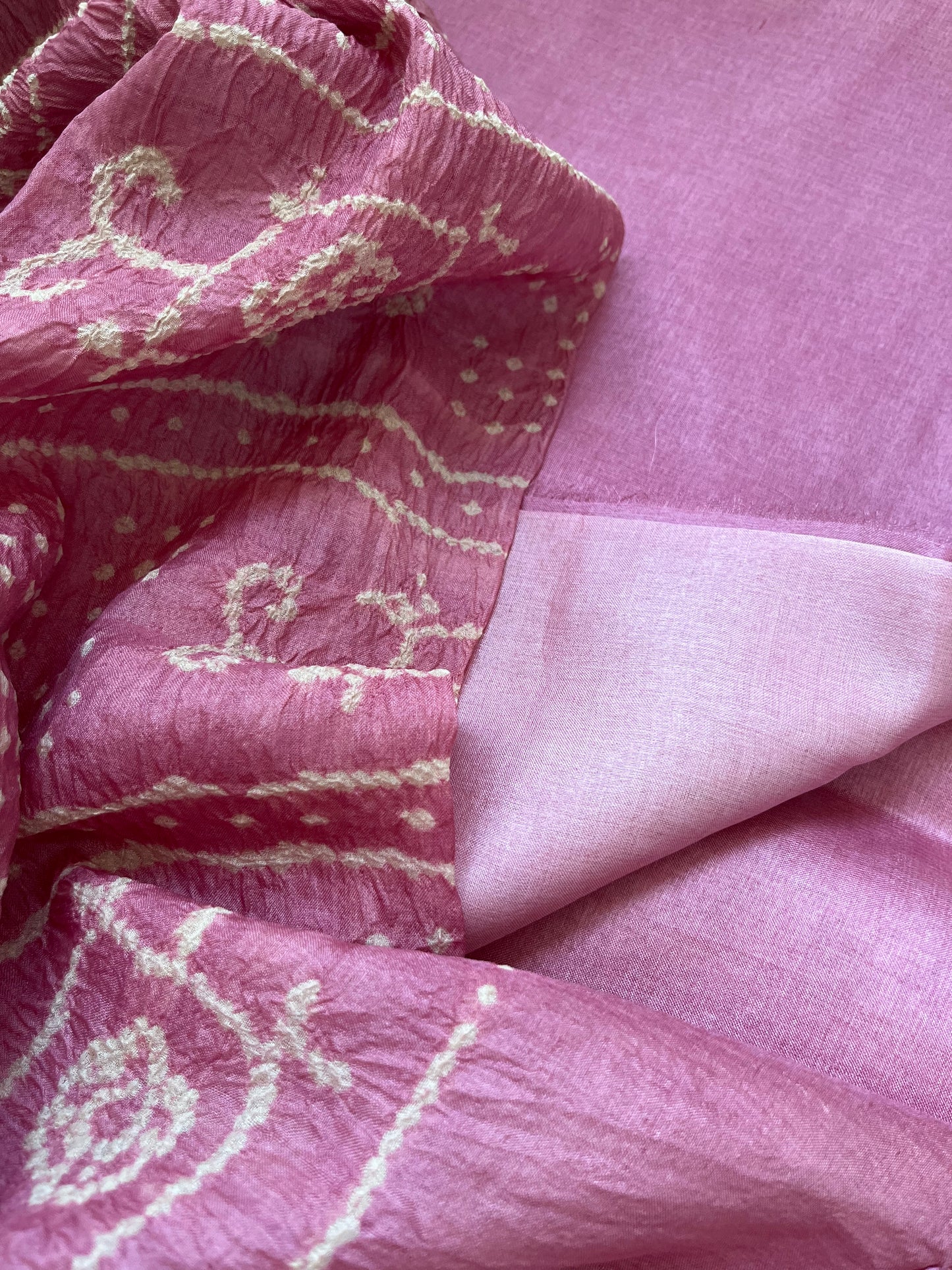 Tussar silk Bandhani dupatta plain kurta