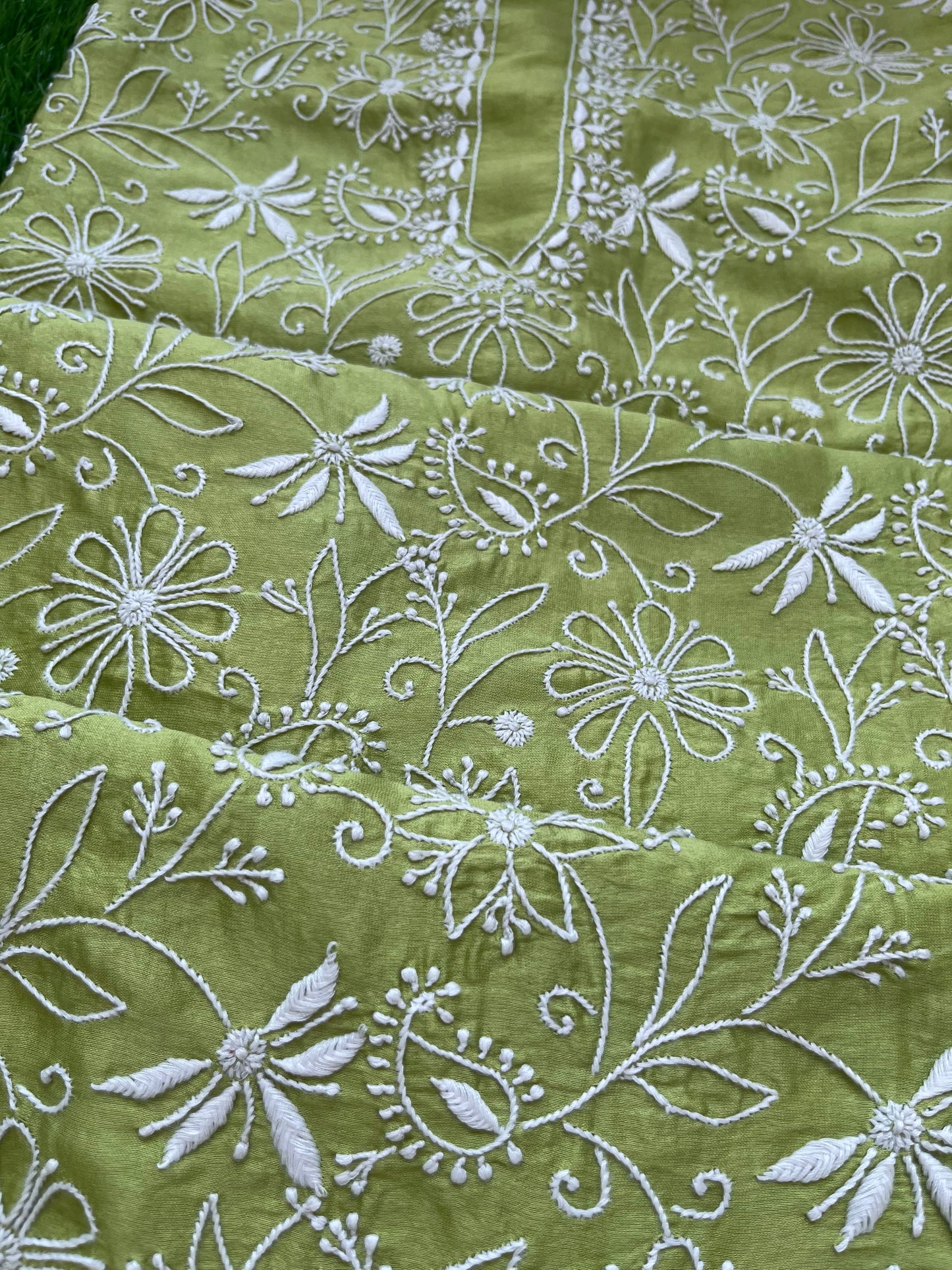 Chanderi chikankari kurta