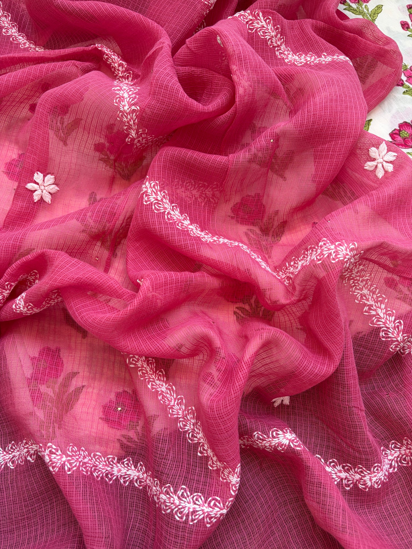 Cotton kurta Kota Doria chikankari dupatta