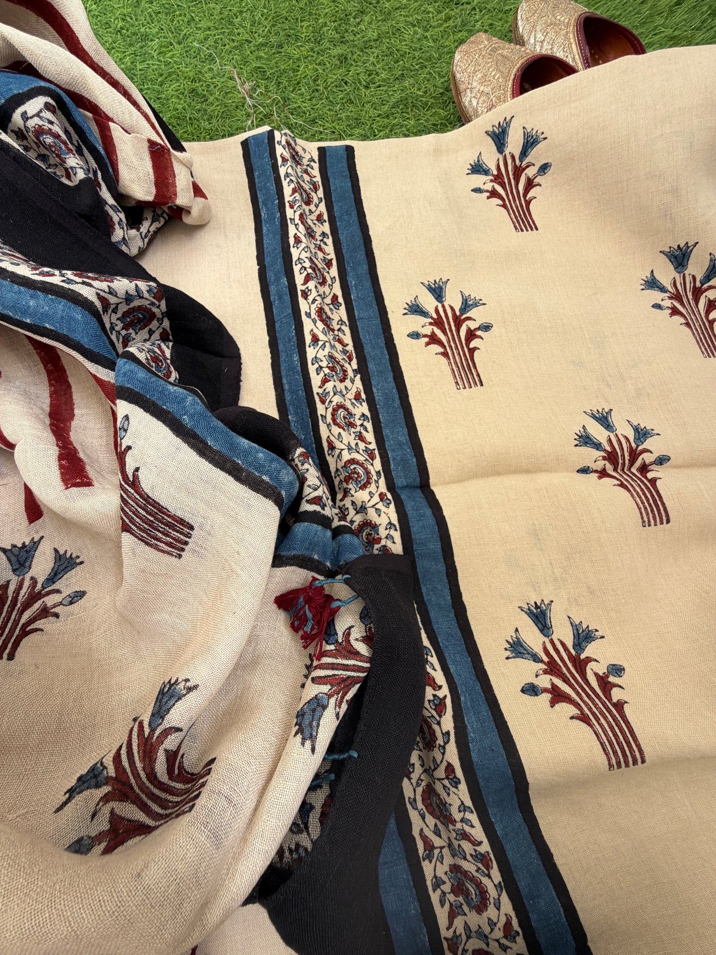 Linen Ajrakh Kurta and dupatta