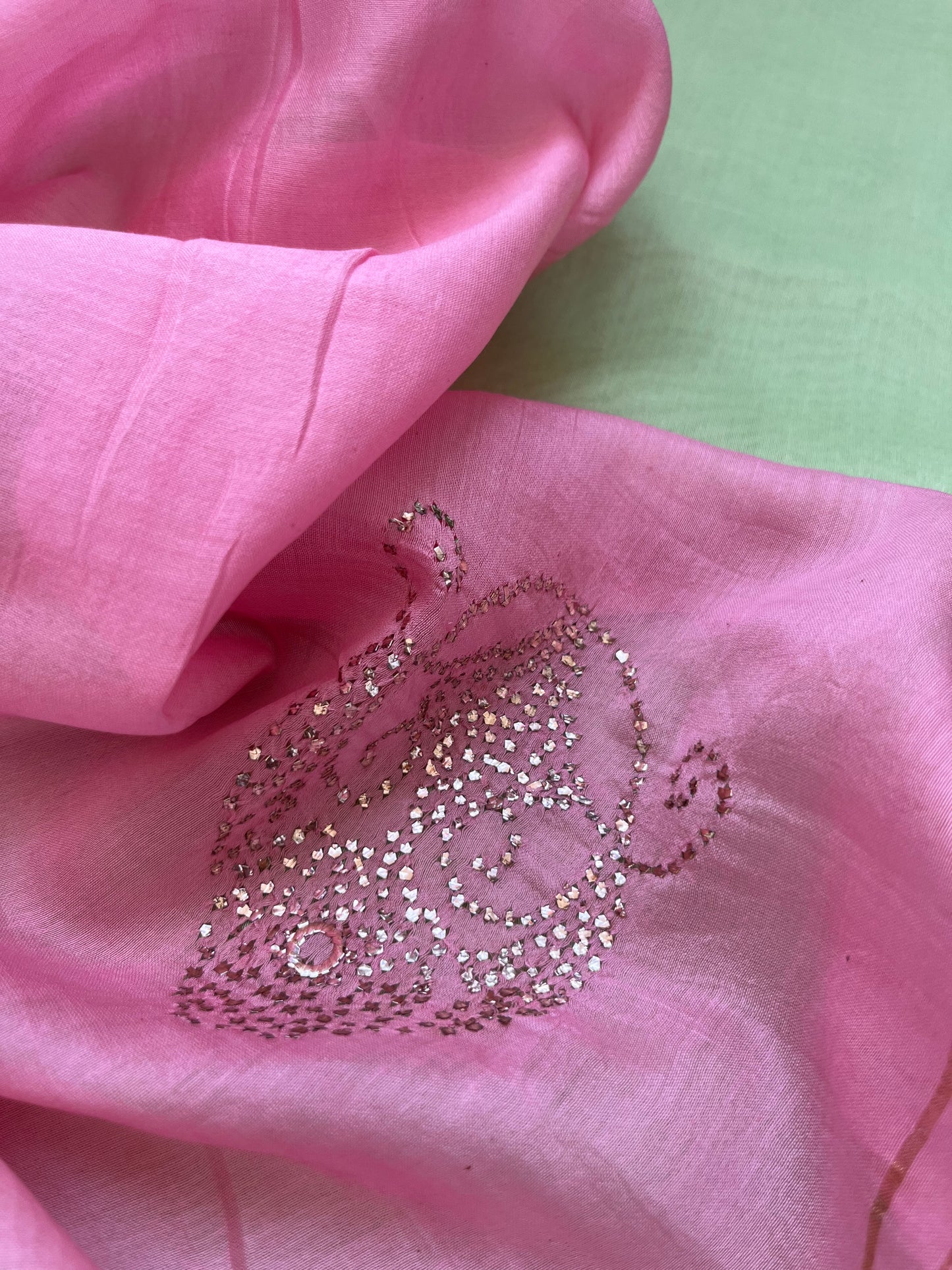 Chanderi Mukaish work Dupatta plain suit fabric