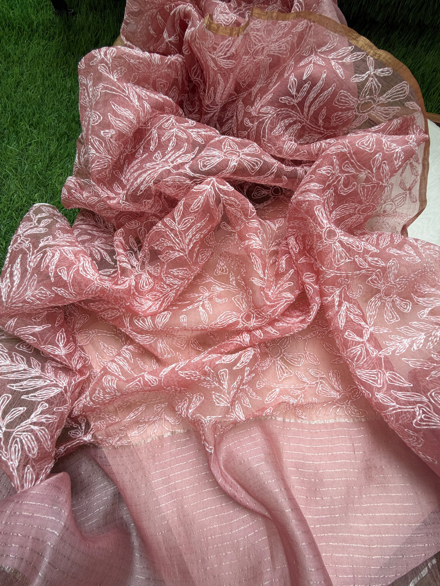 Chanderi banarasi booti Kurta bottom organza silk Dupatta