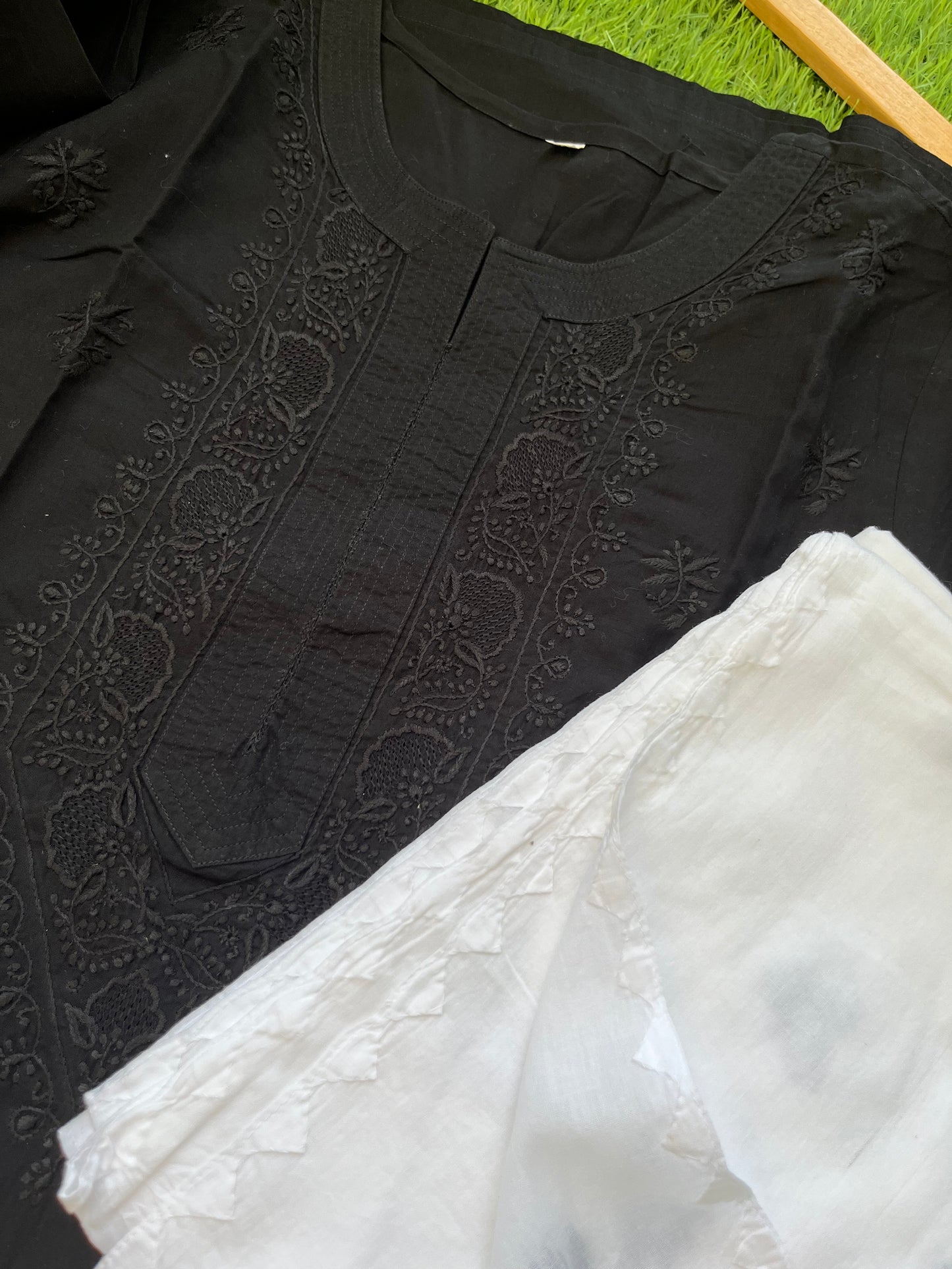 Cotton chikankari kurta dupatta