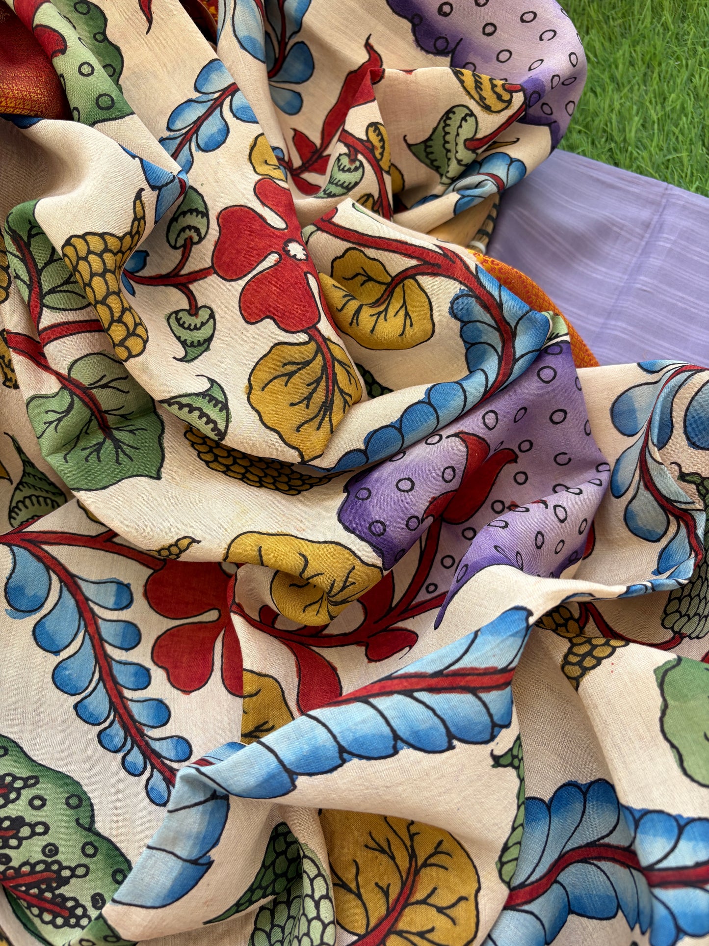 Kalamkari Dupatta with cotton kurta Bottom Fabric