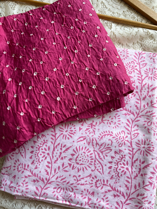 Cotton bandhani and print kurta Bottom
