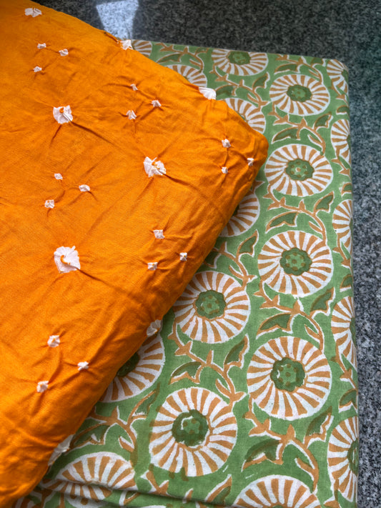 Cotton bandhani and print kurta Bottom