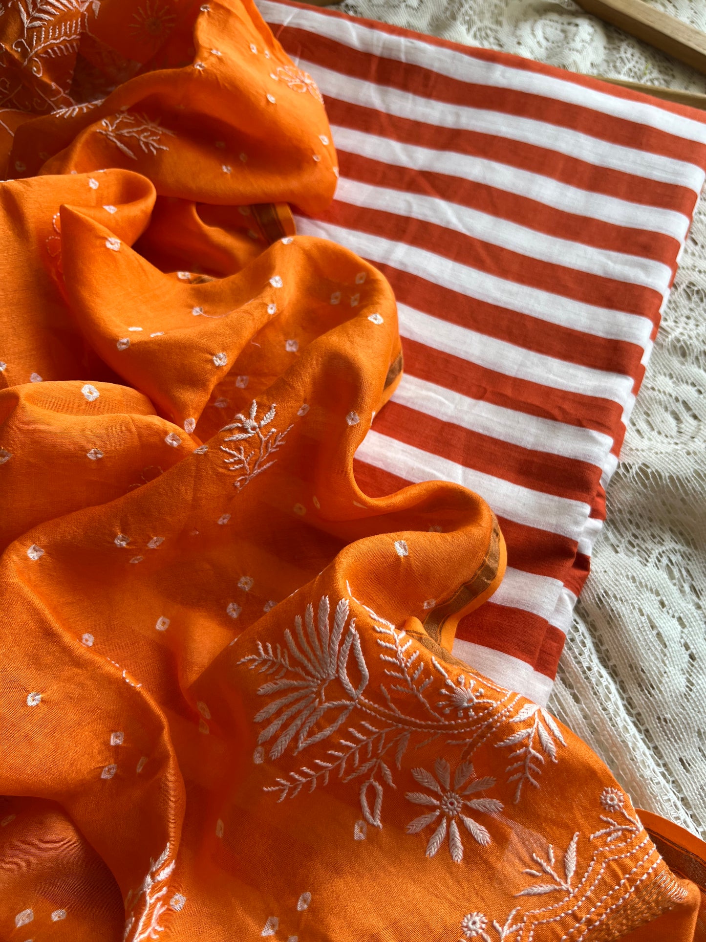 Cotton kurta bottom chikankari dupatta