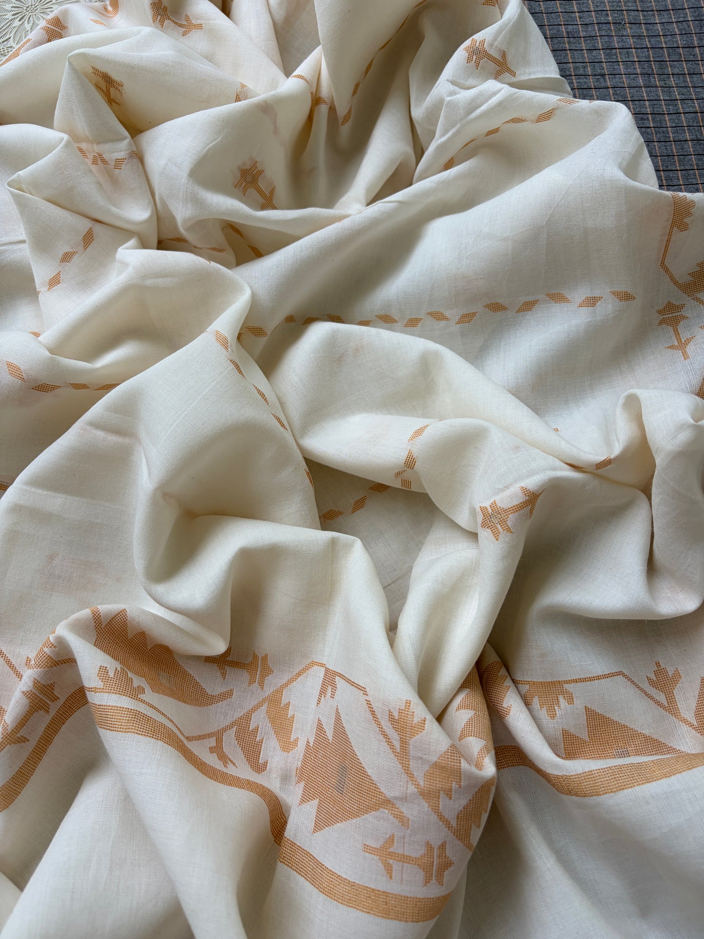 Mangalgiri Cotton 3 pc set - kurta bottom jaamdani dupatta