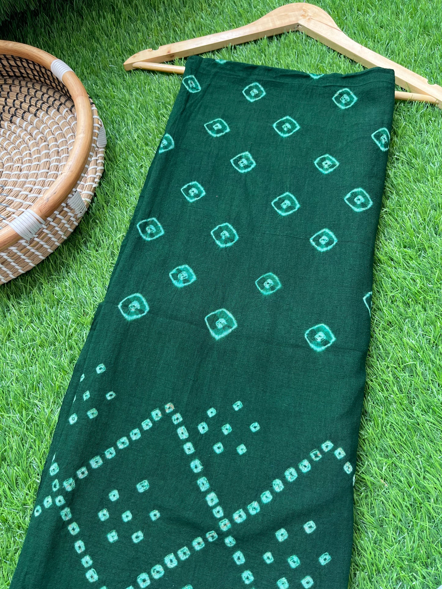Handwoven organic kala Cotton bandhani fabric