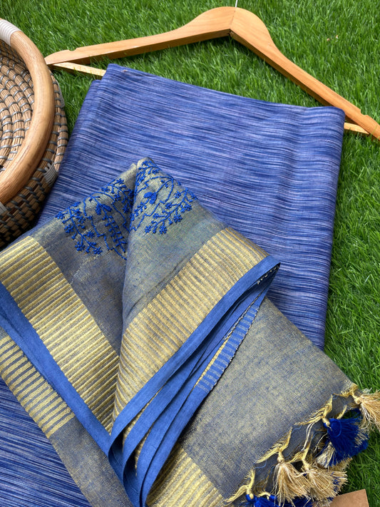 Cotton handloom kurta bottom fabric linen chikan work dupatta
