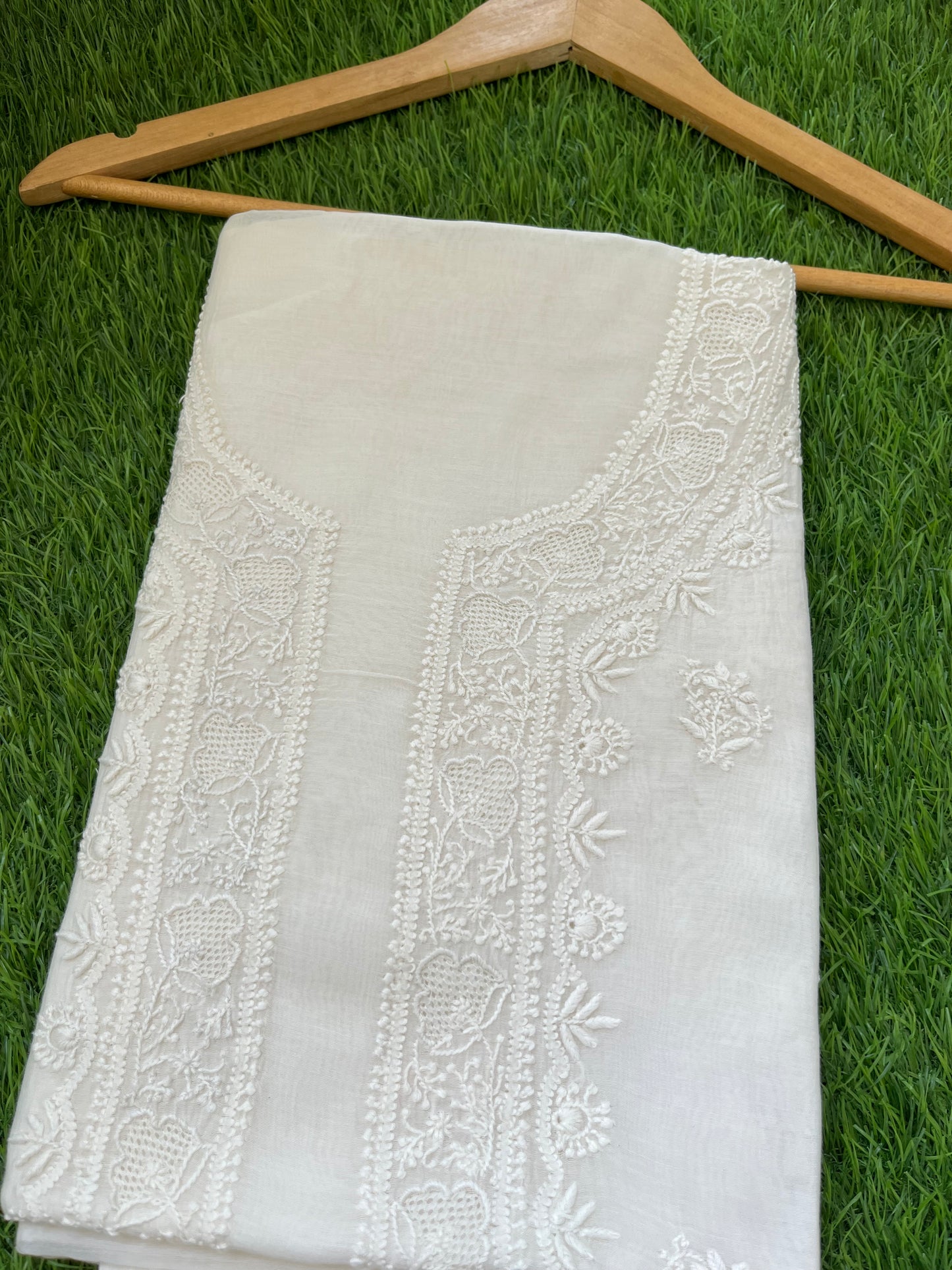 Chanderi chikankari kurta