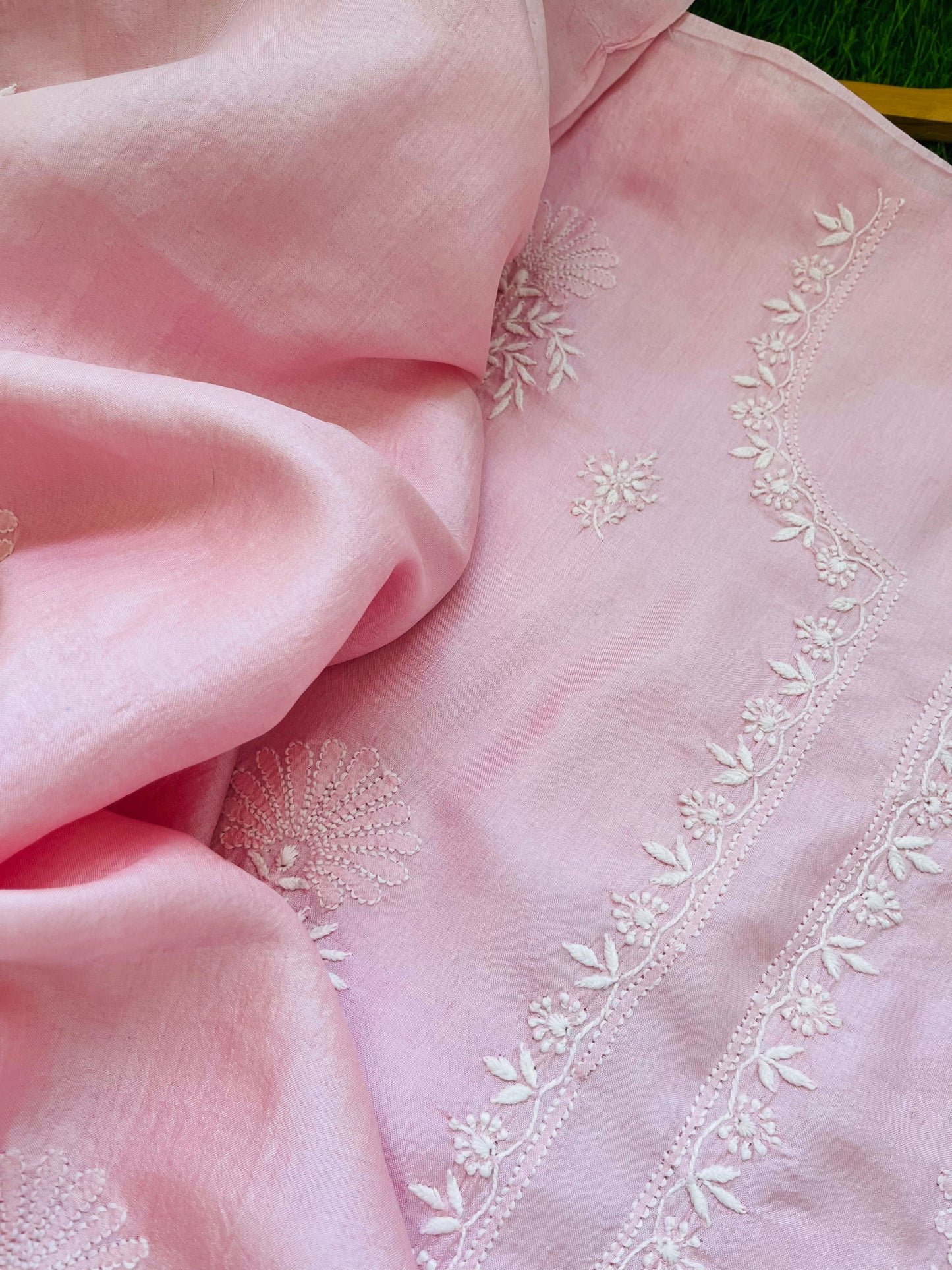 Tussar Silk Chikankari kurta Dupatta