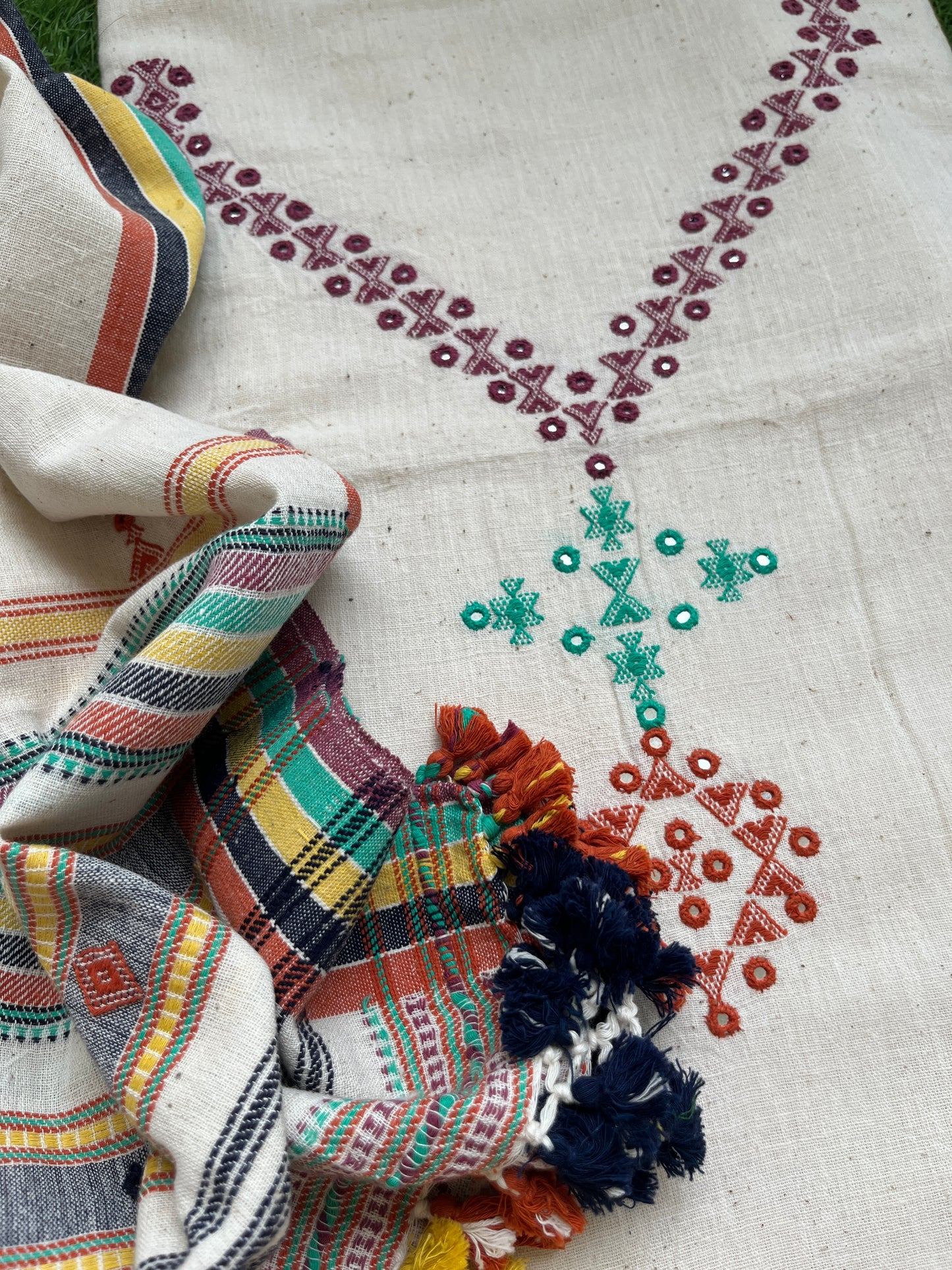 Handwoven organic kala Cotton kurta bottom dupatta (Copy)