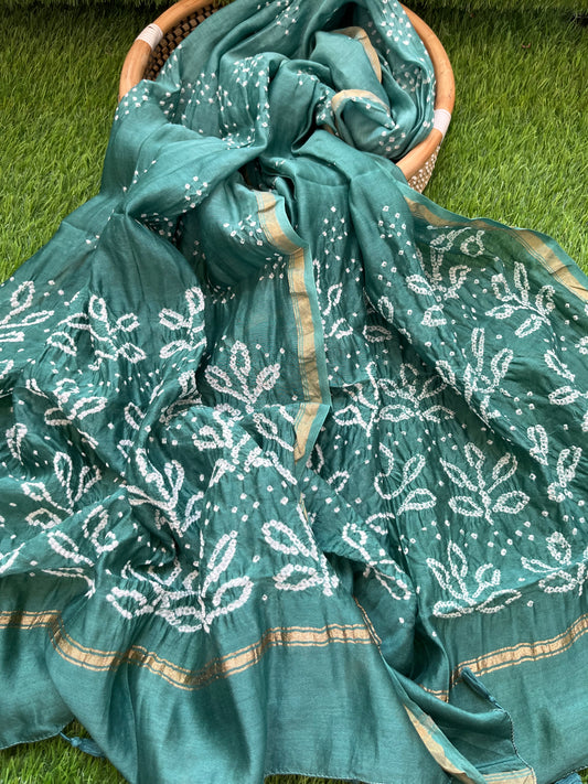 Bandhani Chanderi silk Dupatta