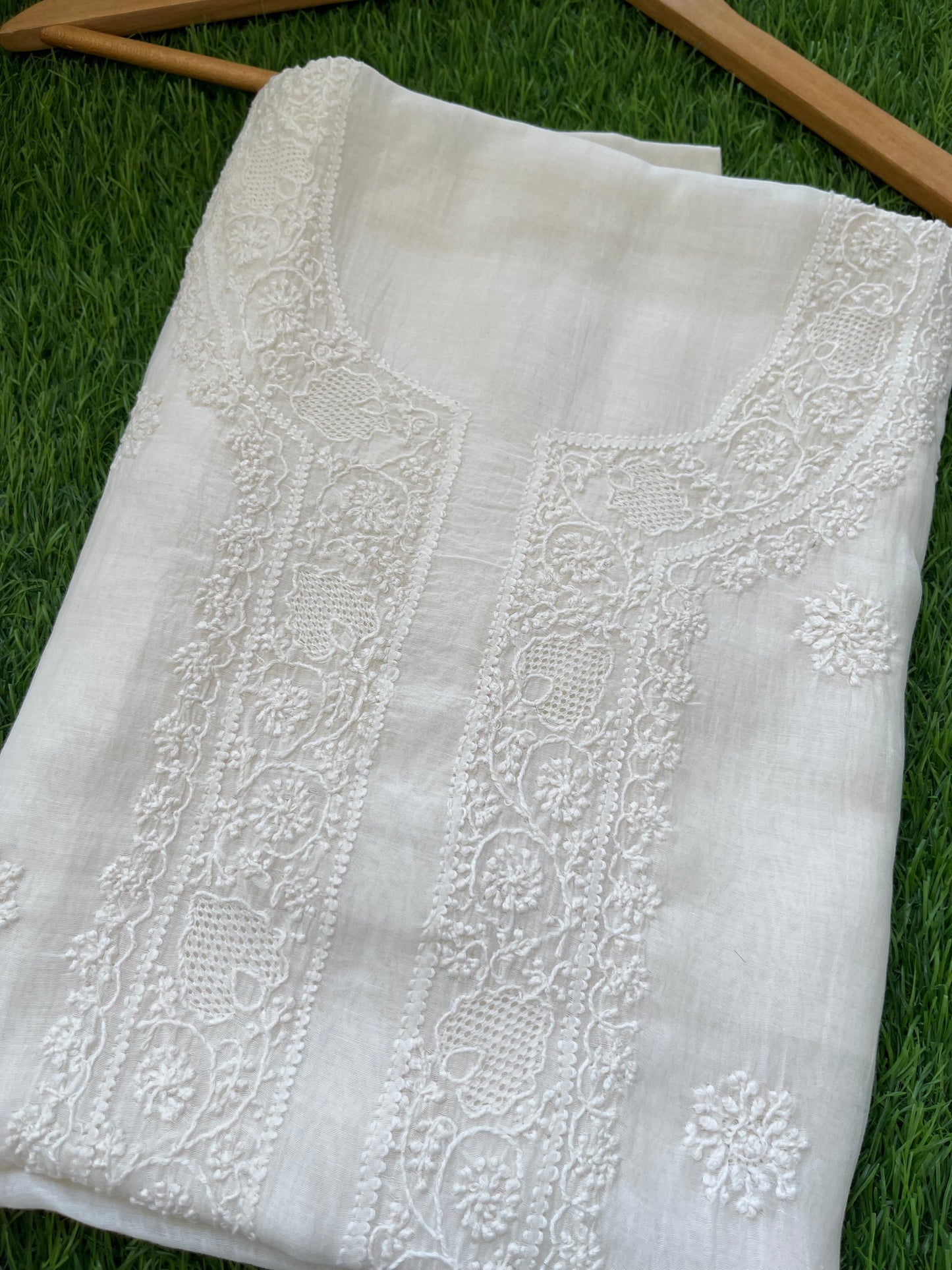 Chanderi chikankari kurta