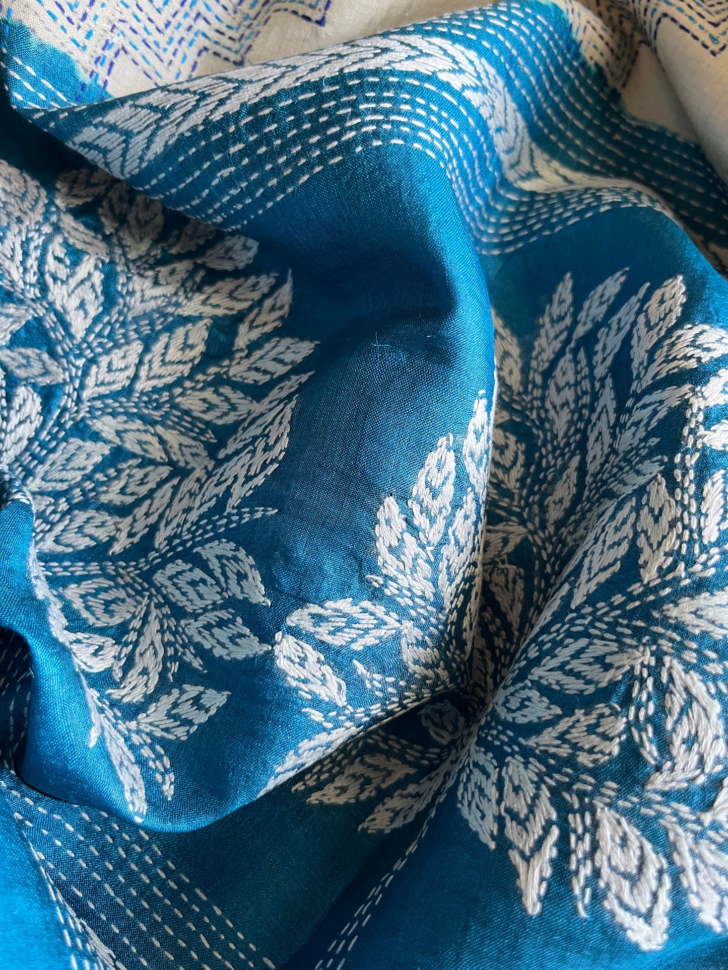 Silk Kantha Dupatta kurta Bottom fabric