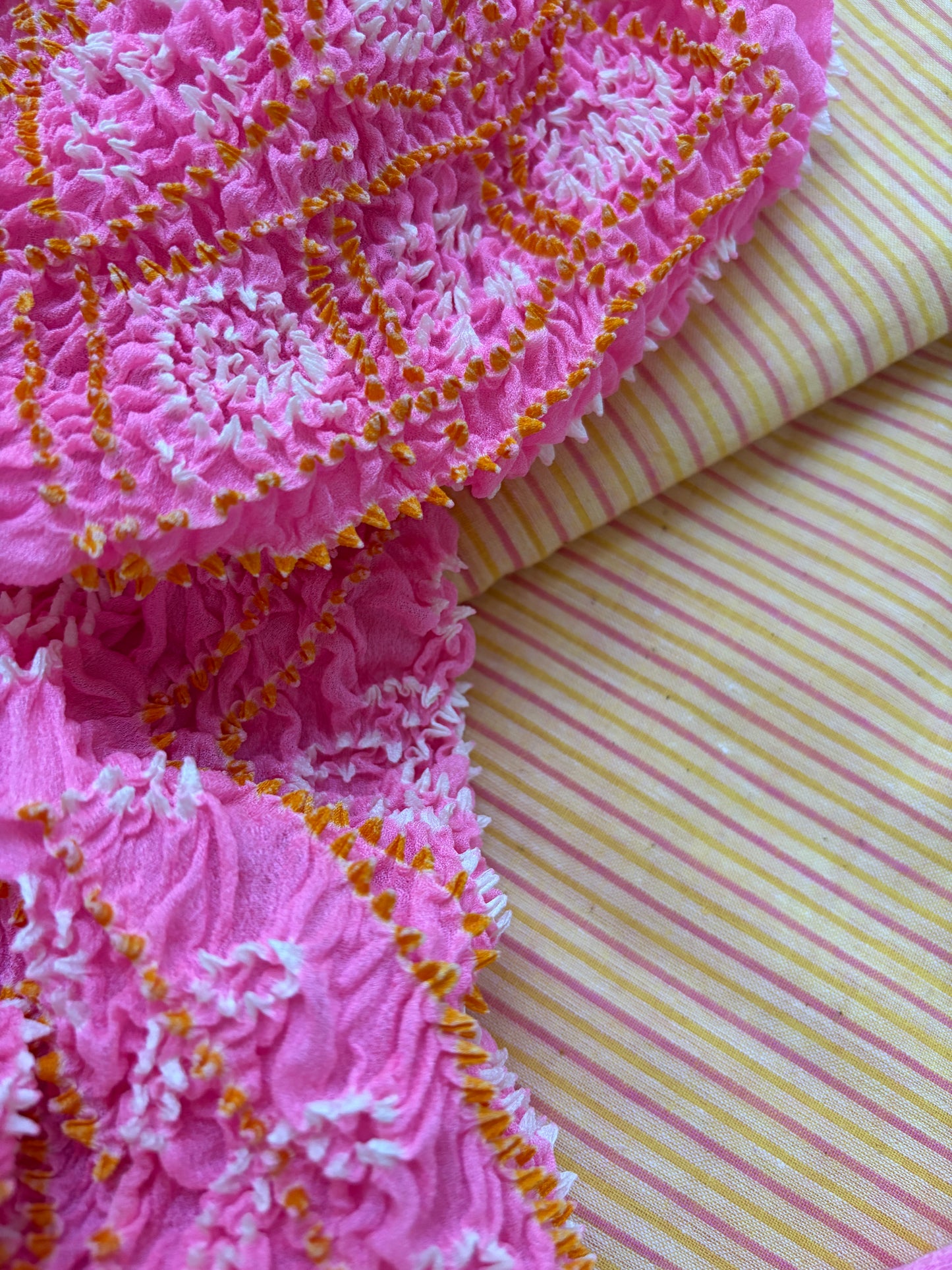 Khadi (handwoven) kurta bottom pure chinon bandhani dupatta