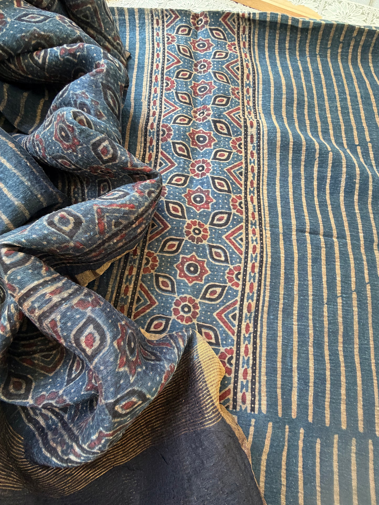 Linen Ajrakh Kurta and dupatta