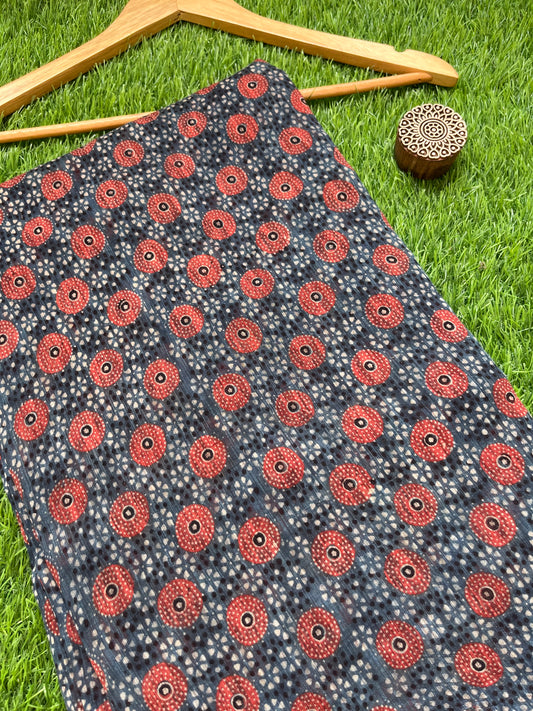 Ajrakh Chanderi fabric